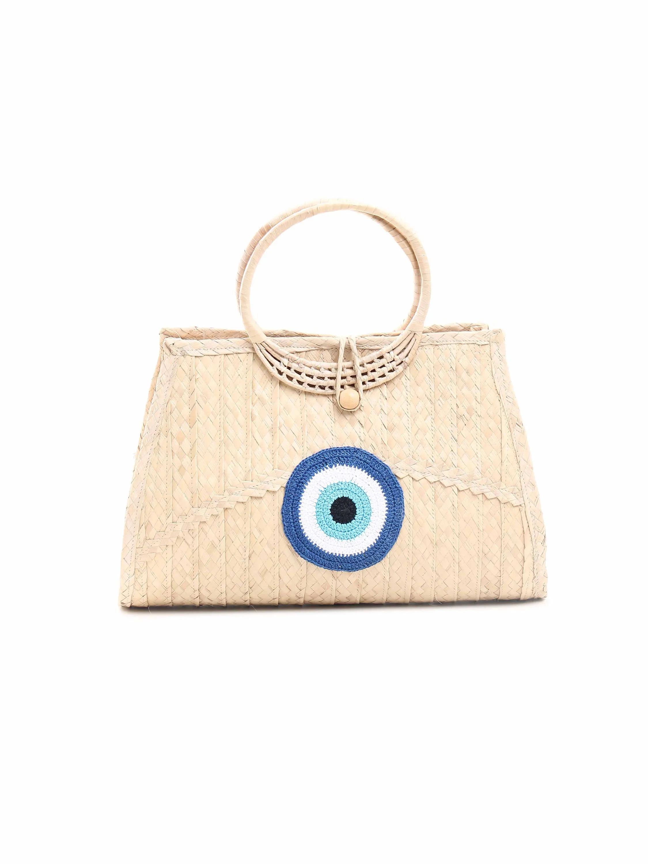 Bolsa em palha natural com detalhe de olho grego 11158998