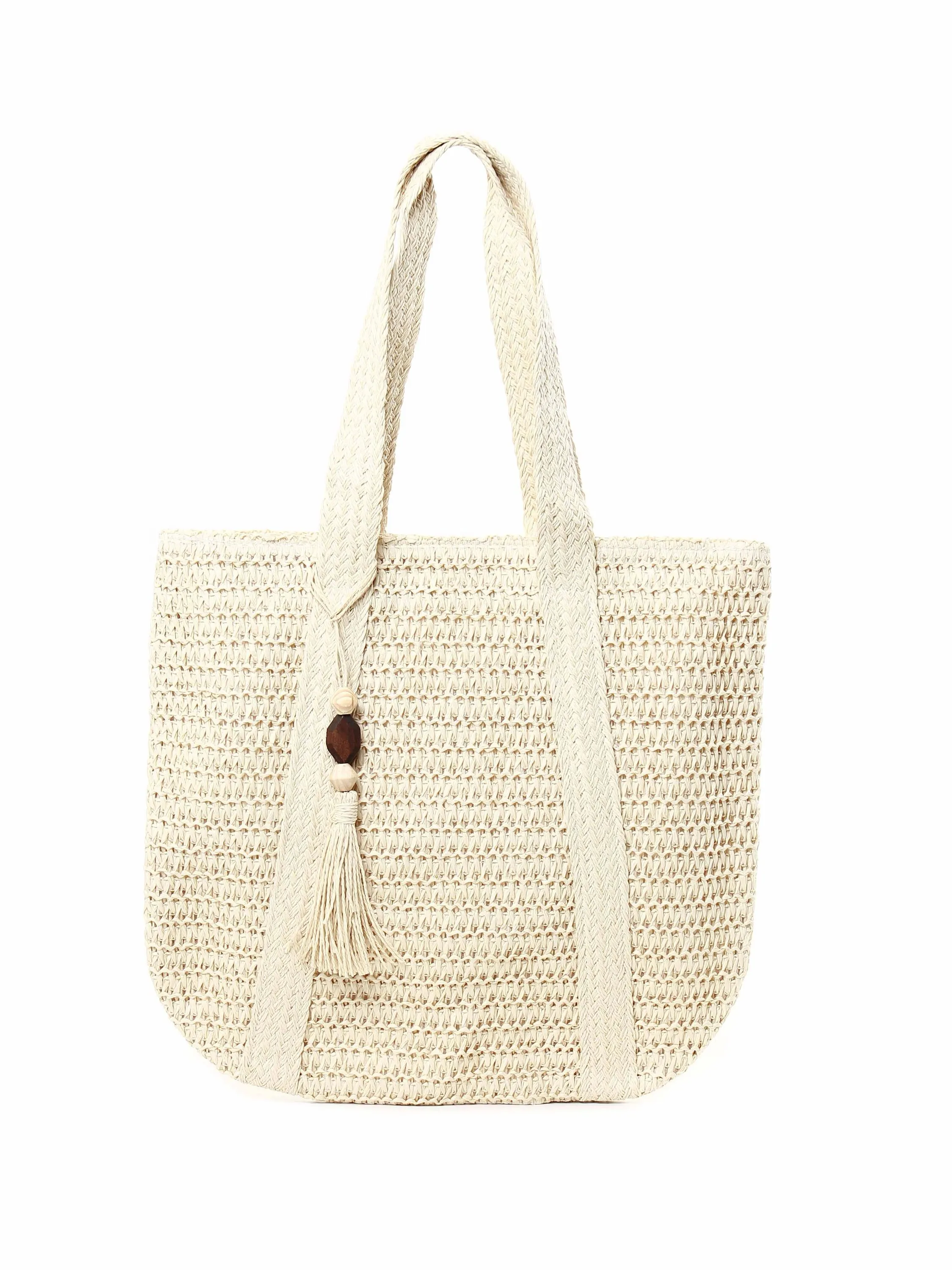 Bolsa em palha de design natural 10857959