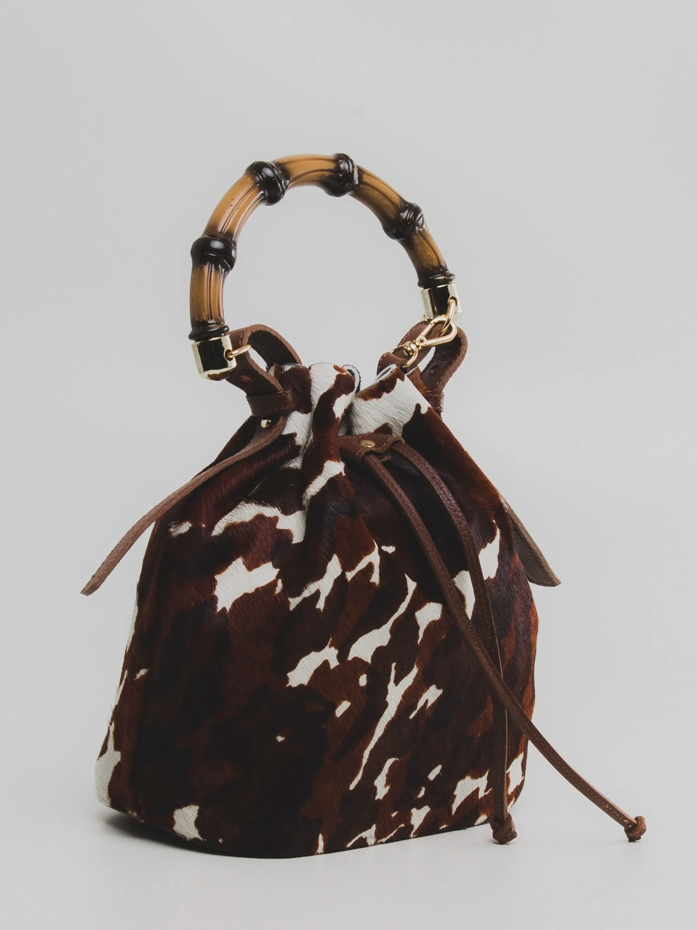 Bolsa saco animal print alça bambu 10450277