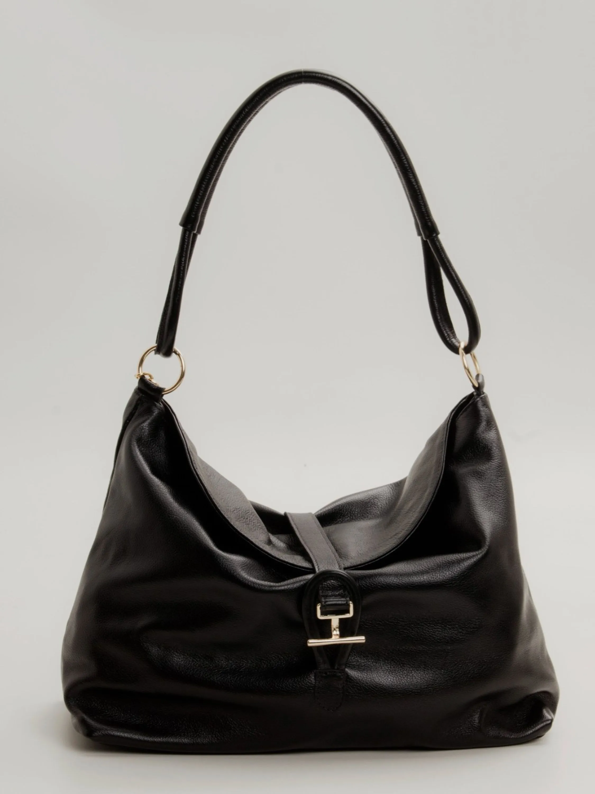 Bolsa em couro com fecho dourado 10850229