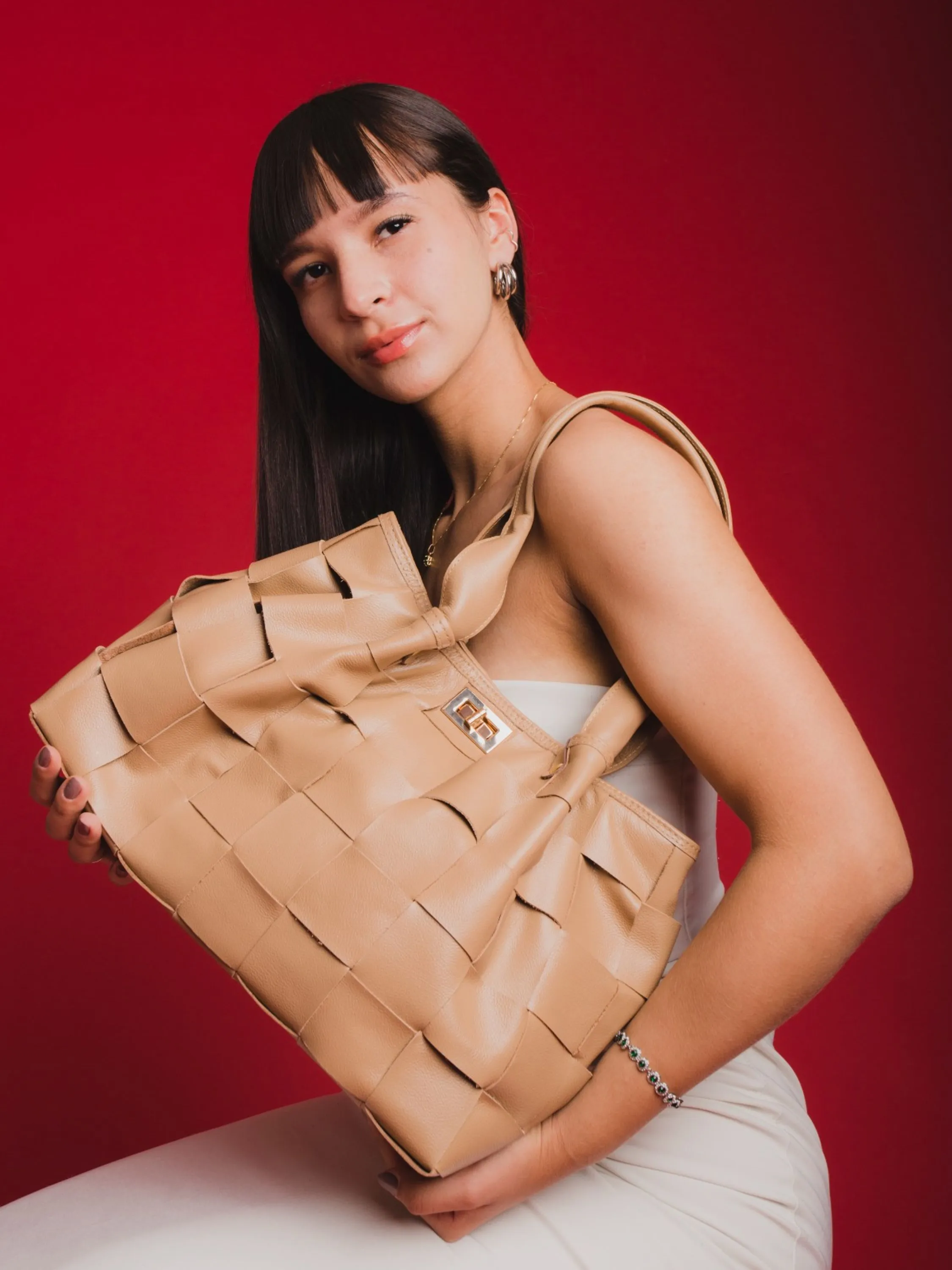 Bolsa tressê em couro 11150279