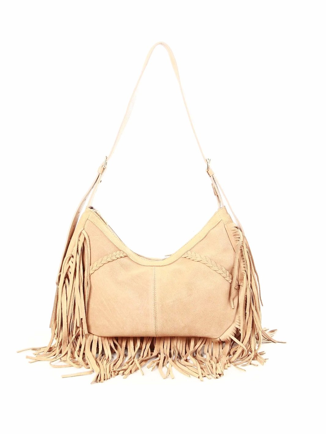 Bolsa boho em couro com franjas 10250268