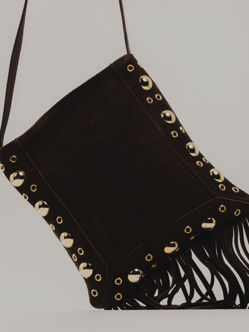 Bolsa boho com franjas em couro 10450219
