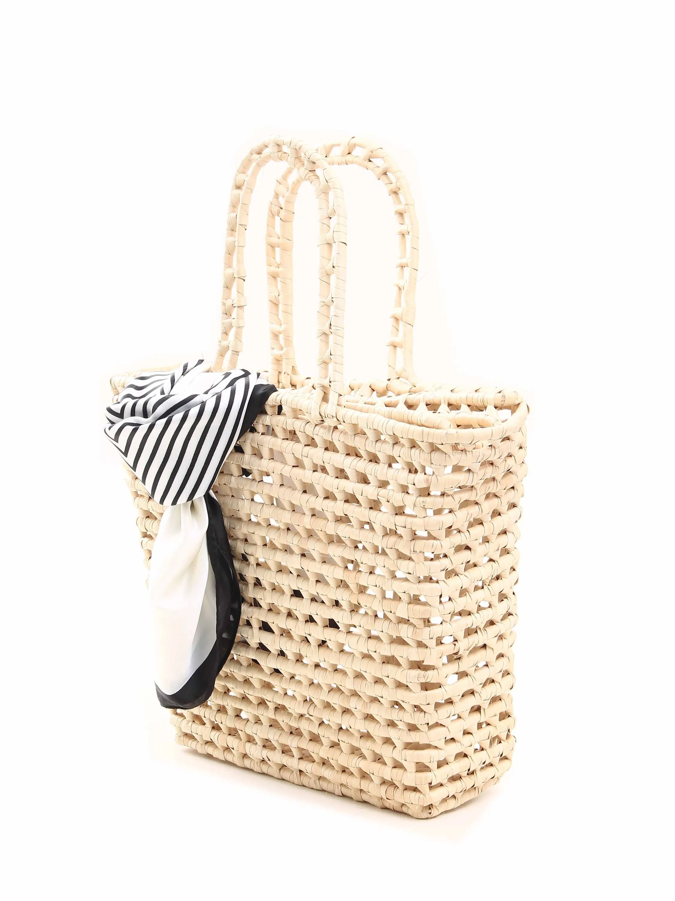 Bolsa de palha natural com lenço  11158915