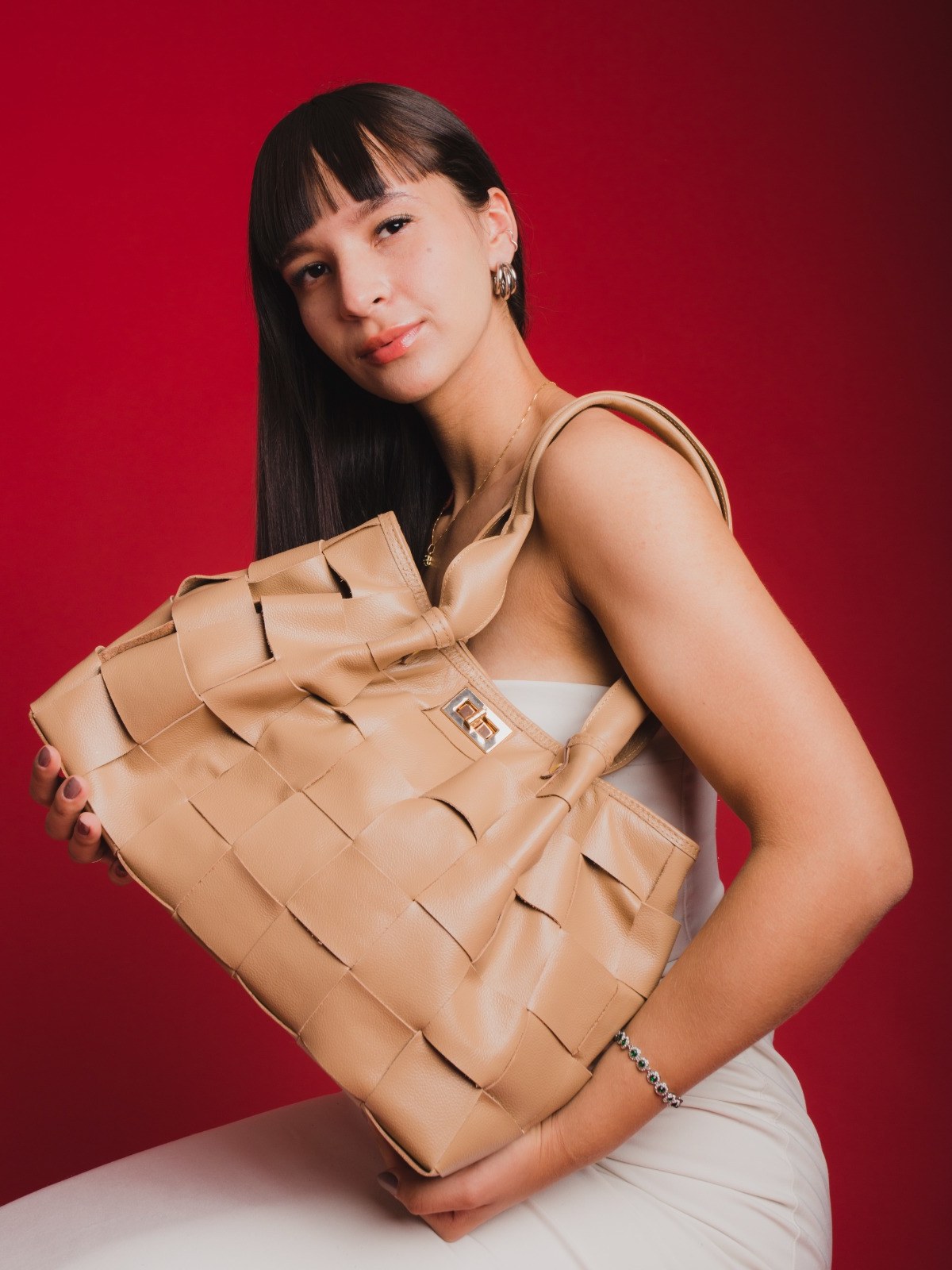 Bolsa tressê em couro 11150279