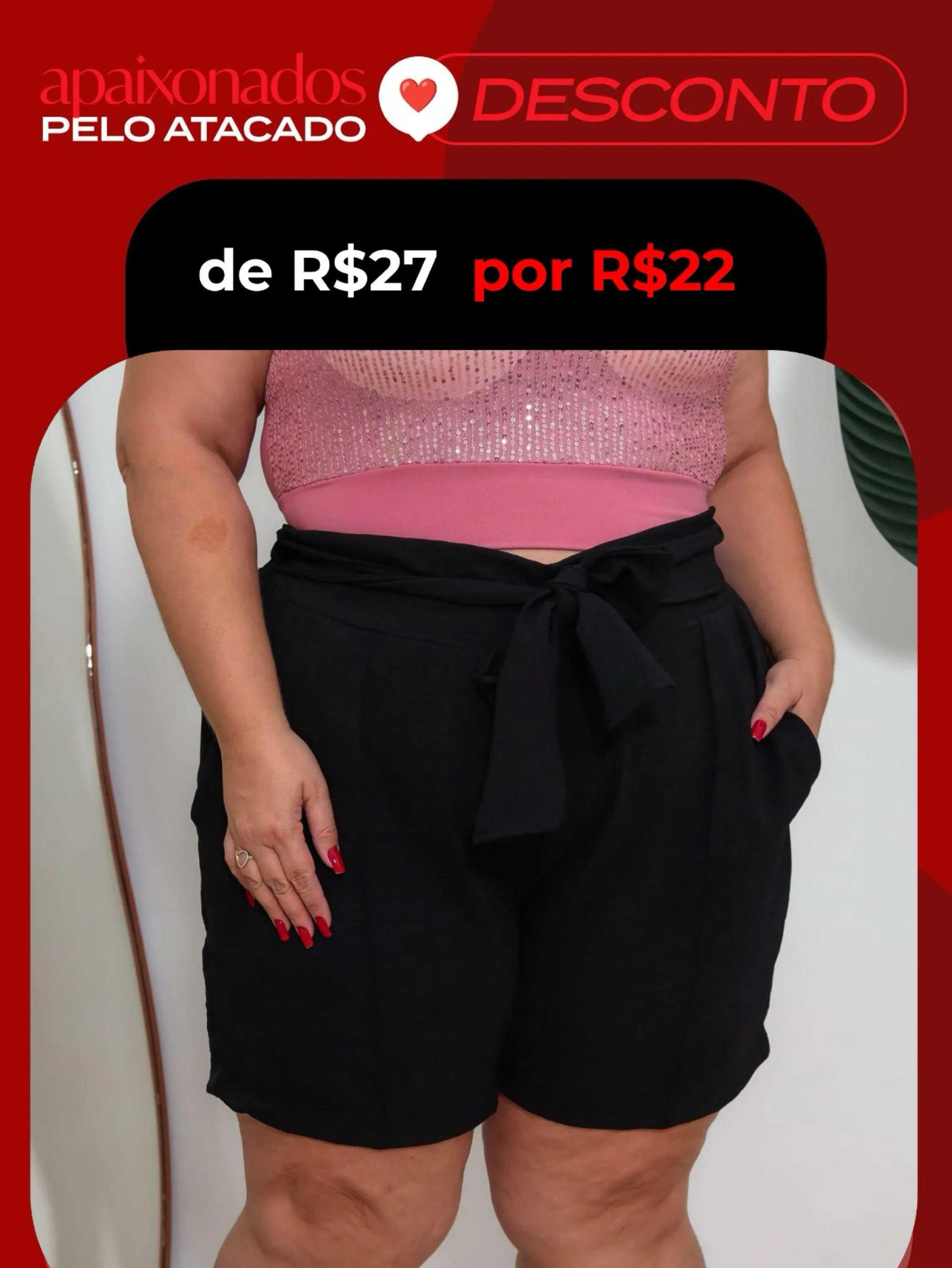 Shorts feminino tecido duna plussize