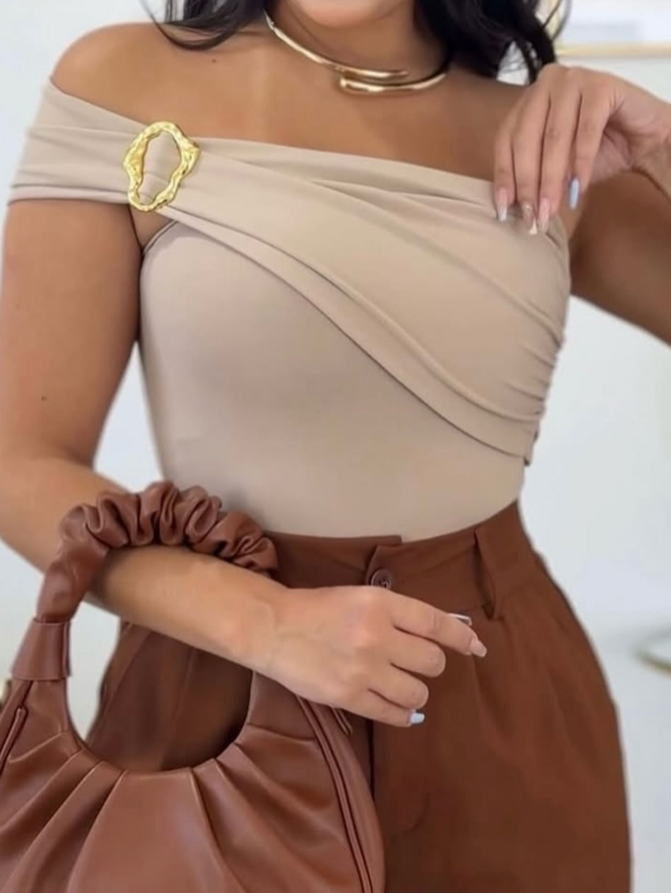 Body adela manga bluSa básica casual novidade tendência