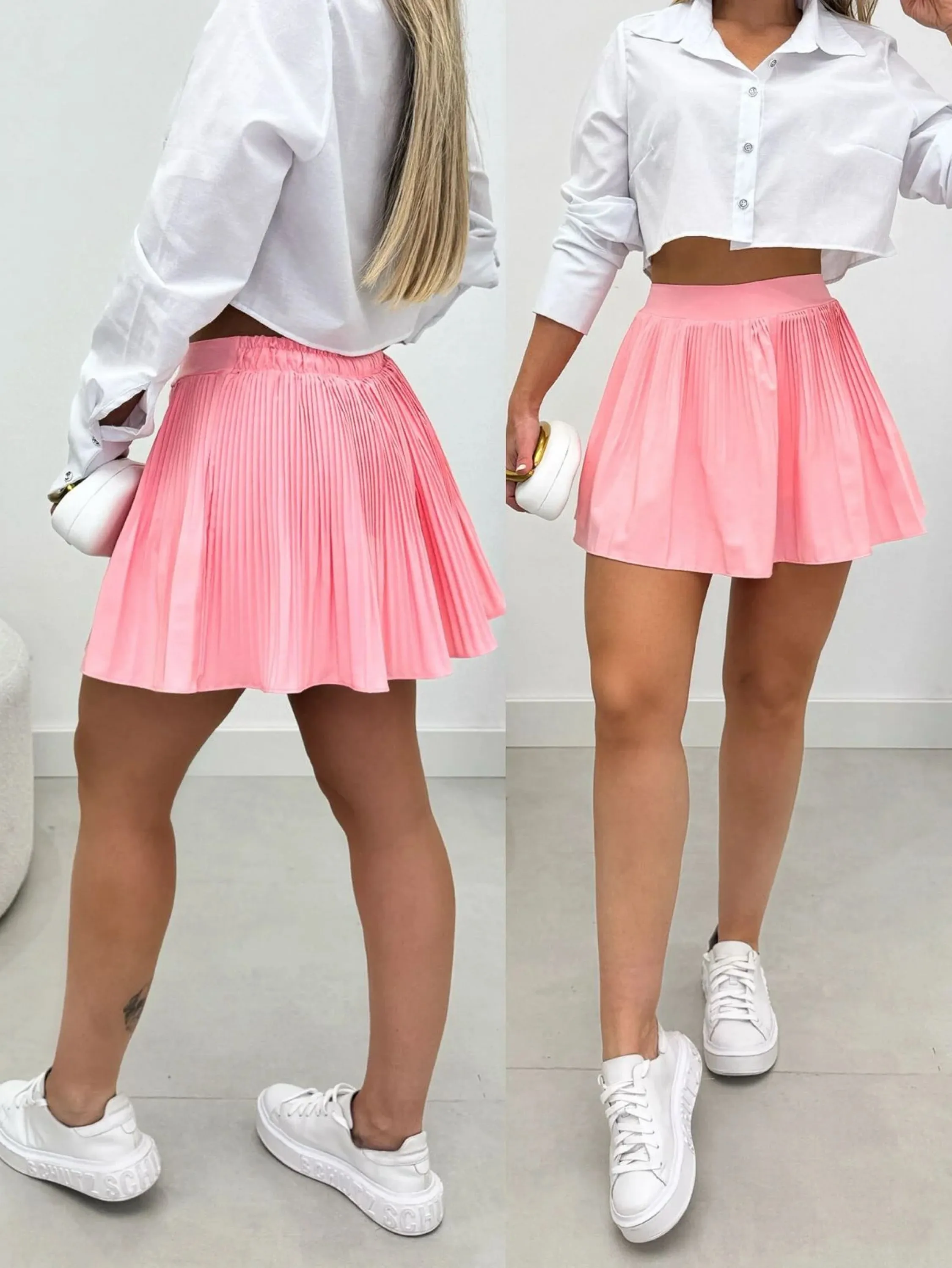 Short-Saia plissada