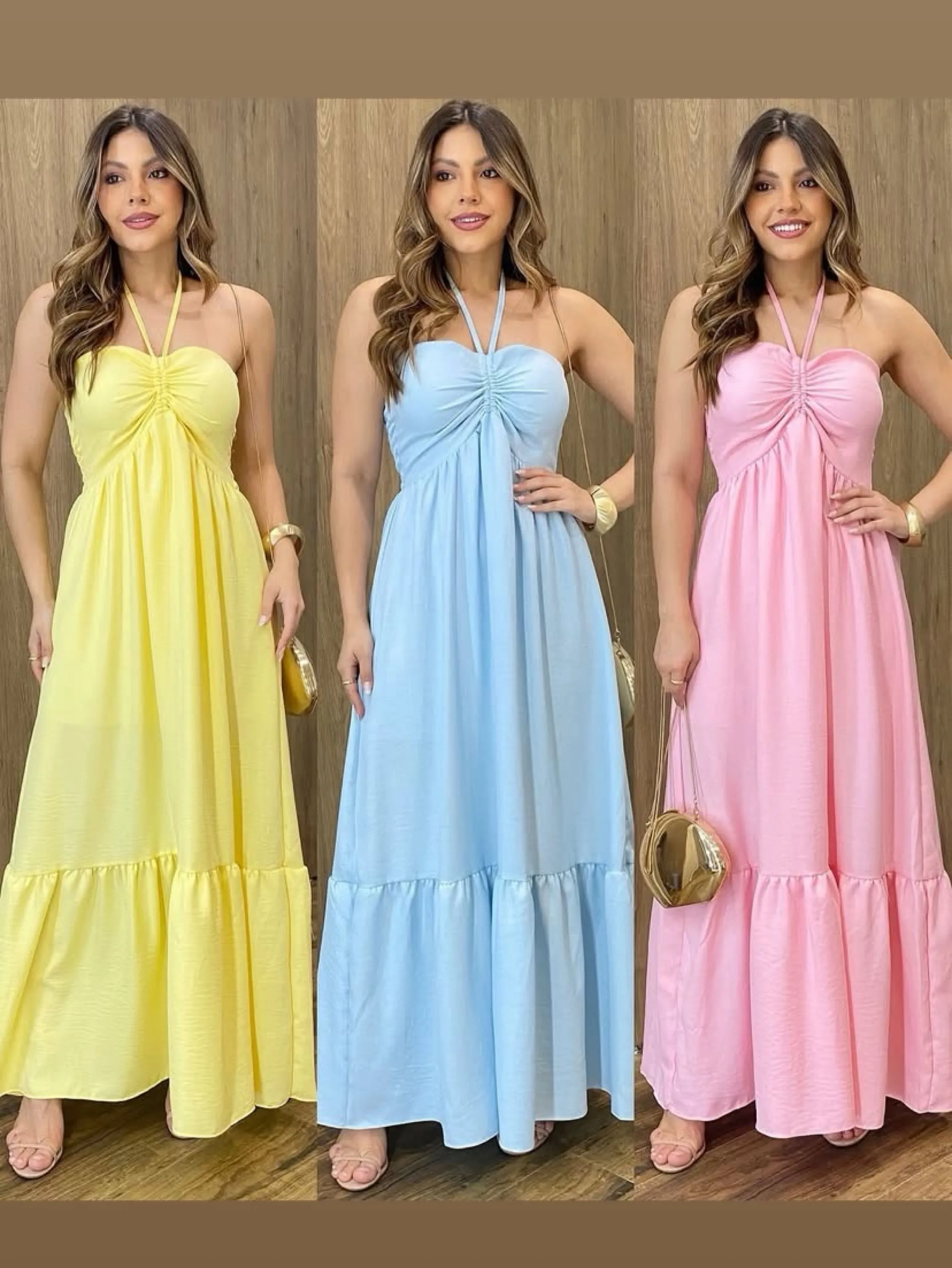 Vestido Longo midi   Verão novidade lançamento
