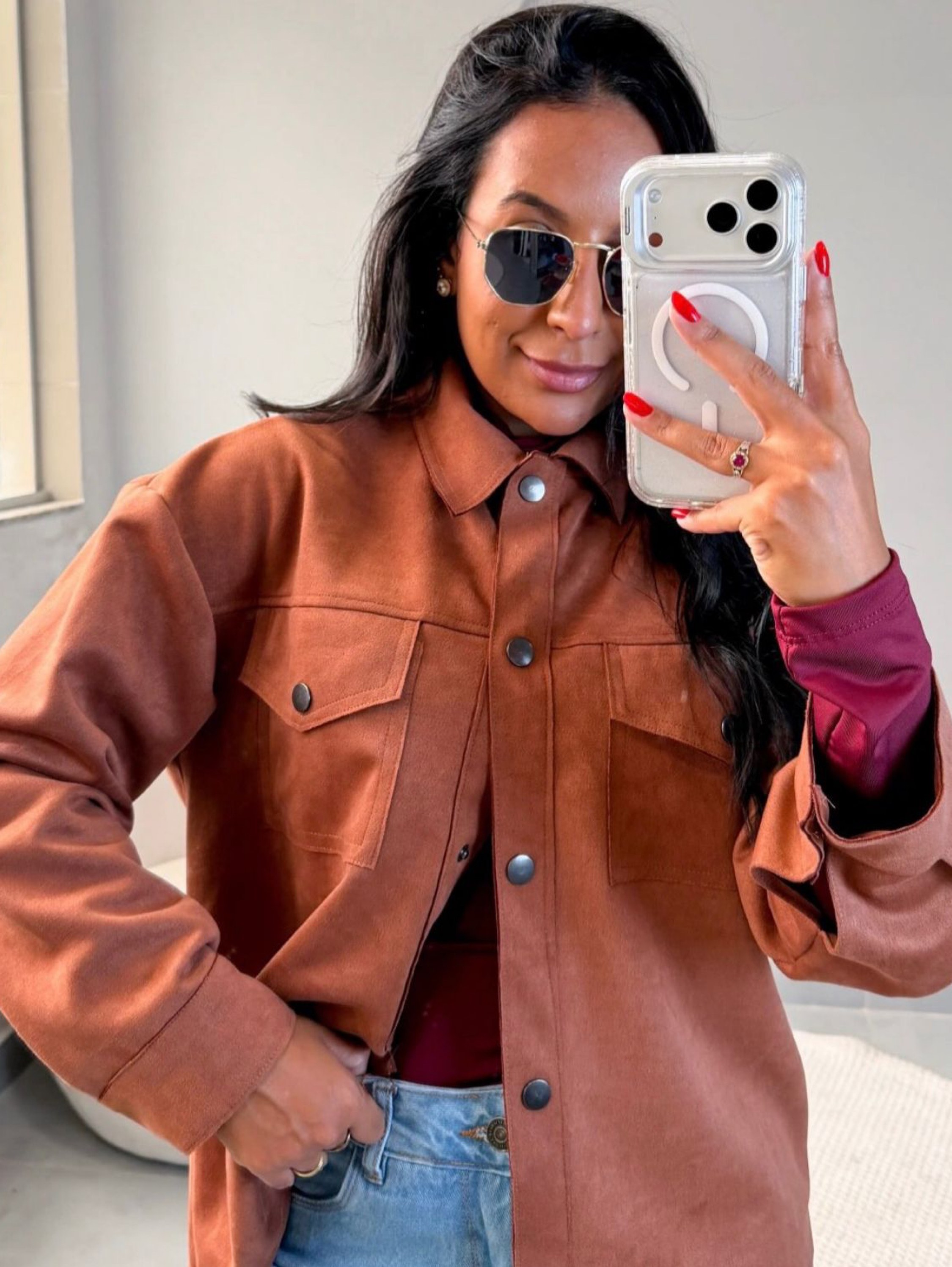 Blusa suede jaqueta