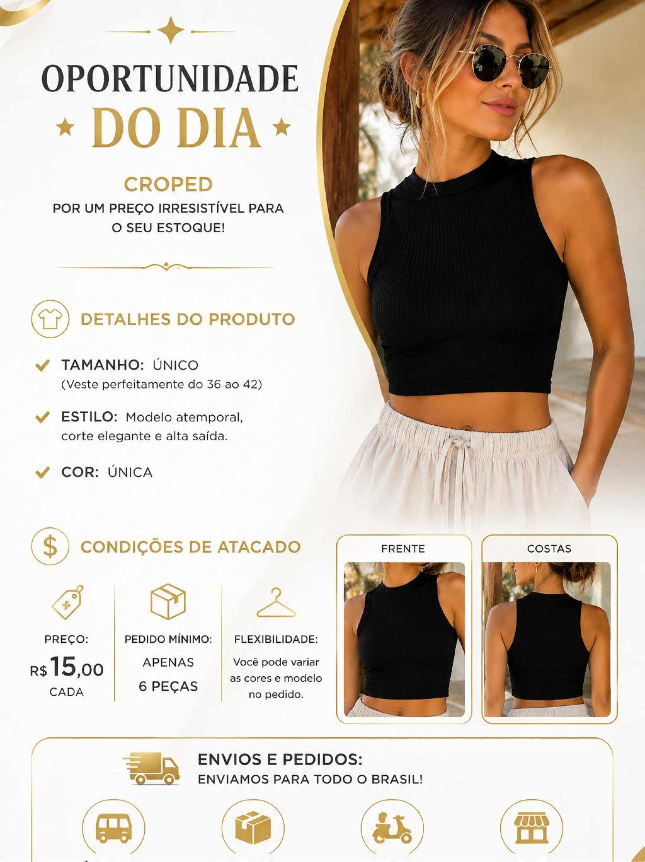 CROPPED PRETO ANARRUGA