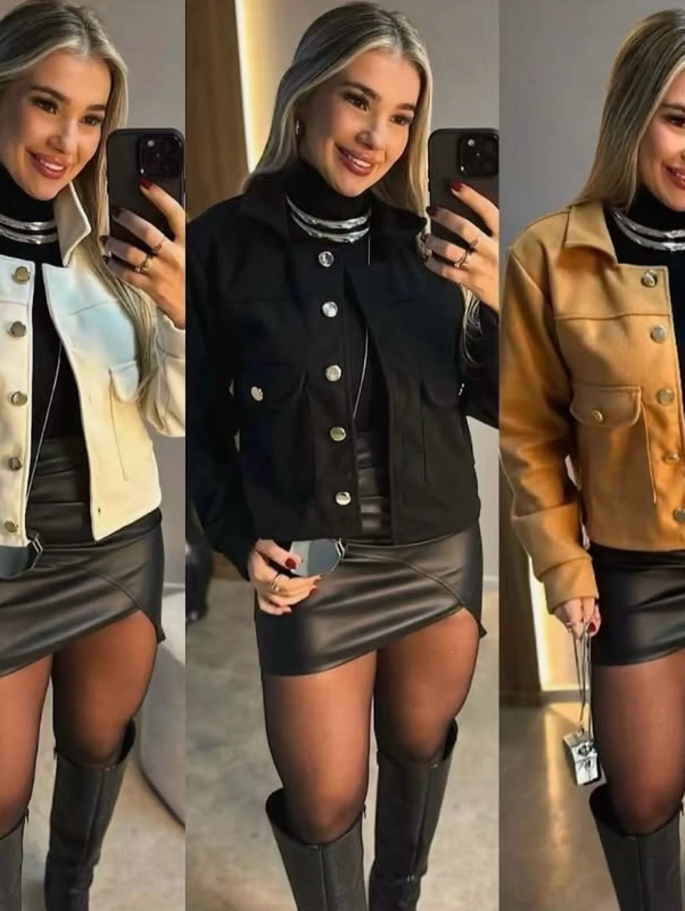 Blusa Jaqueta manga longa inverno lã batida