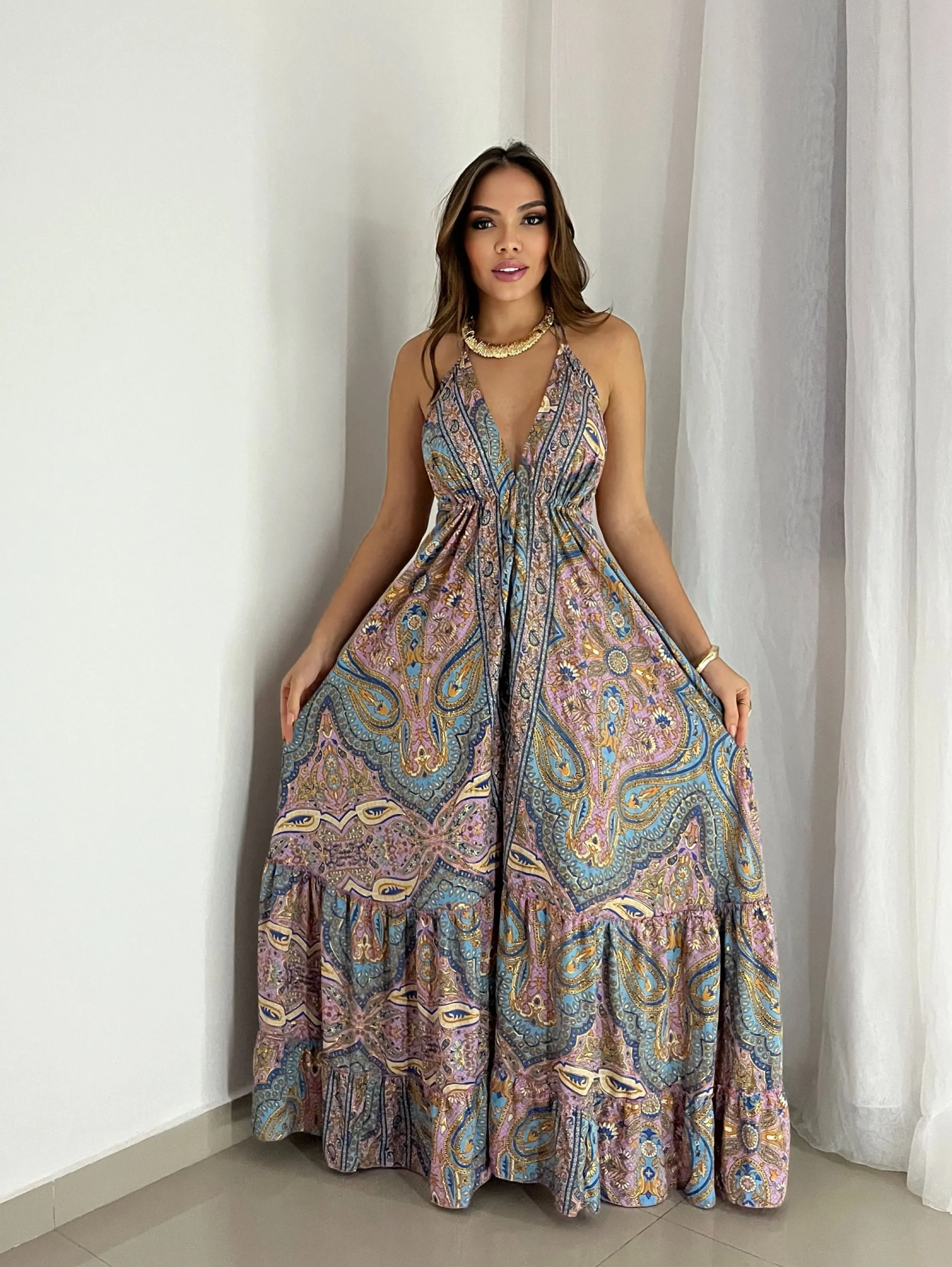 Vestido indiano estampa da foto exclusiva