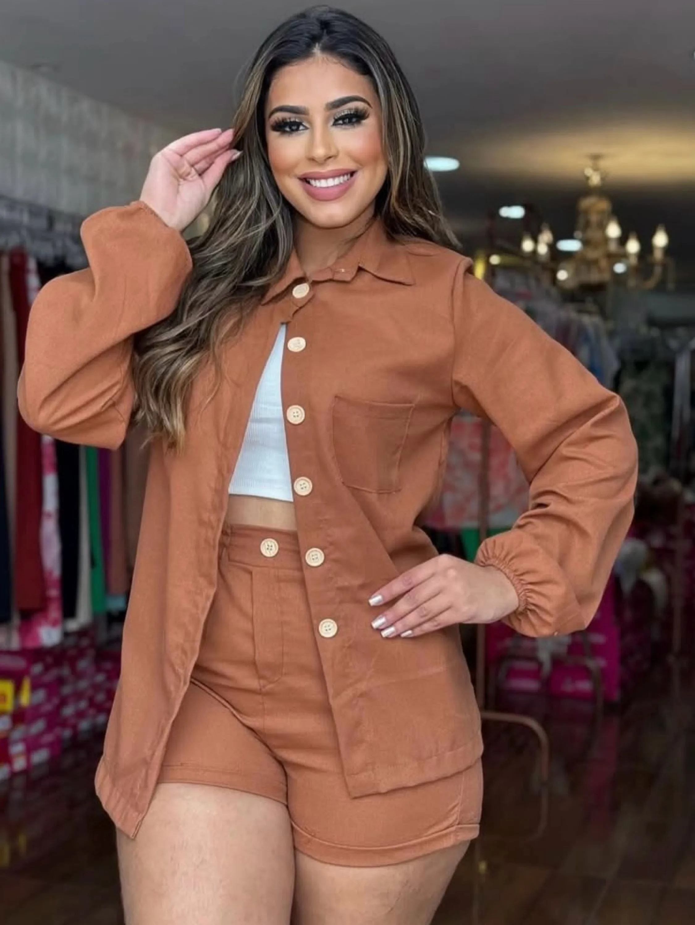 Conjunto linho manga longa inverno