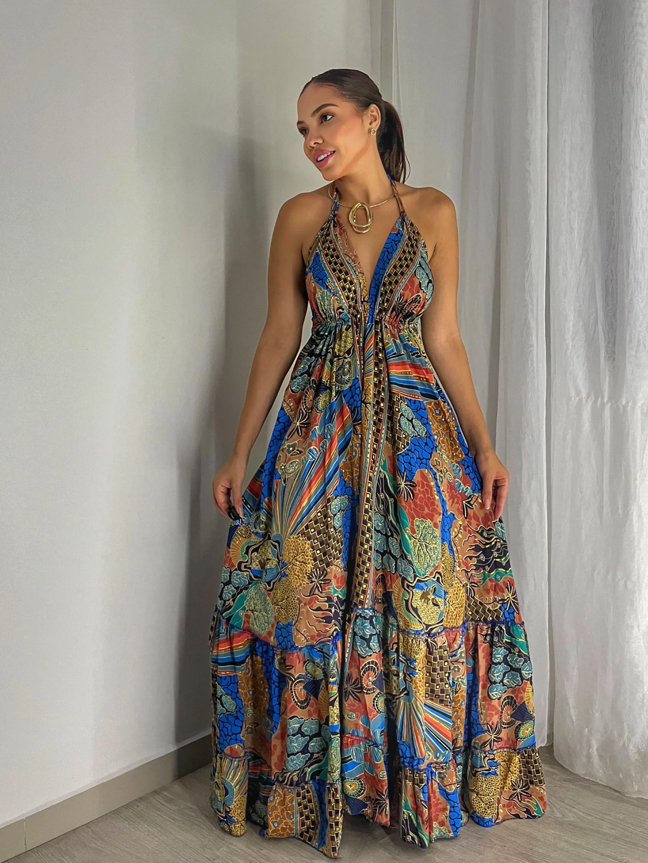 Vestido indiano estampa da foto exclusivo