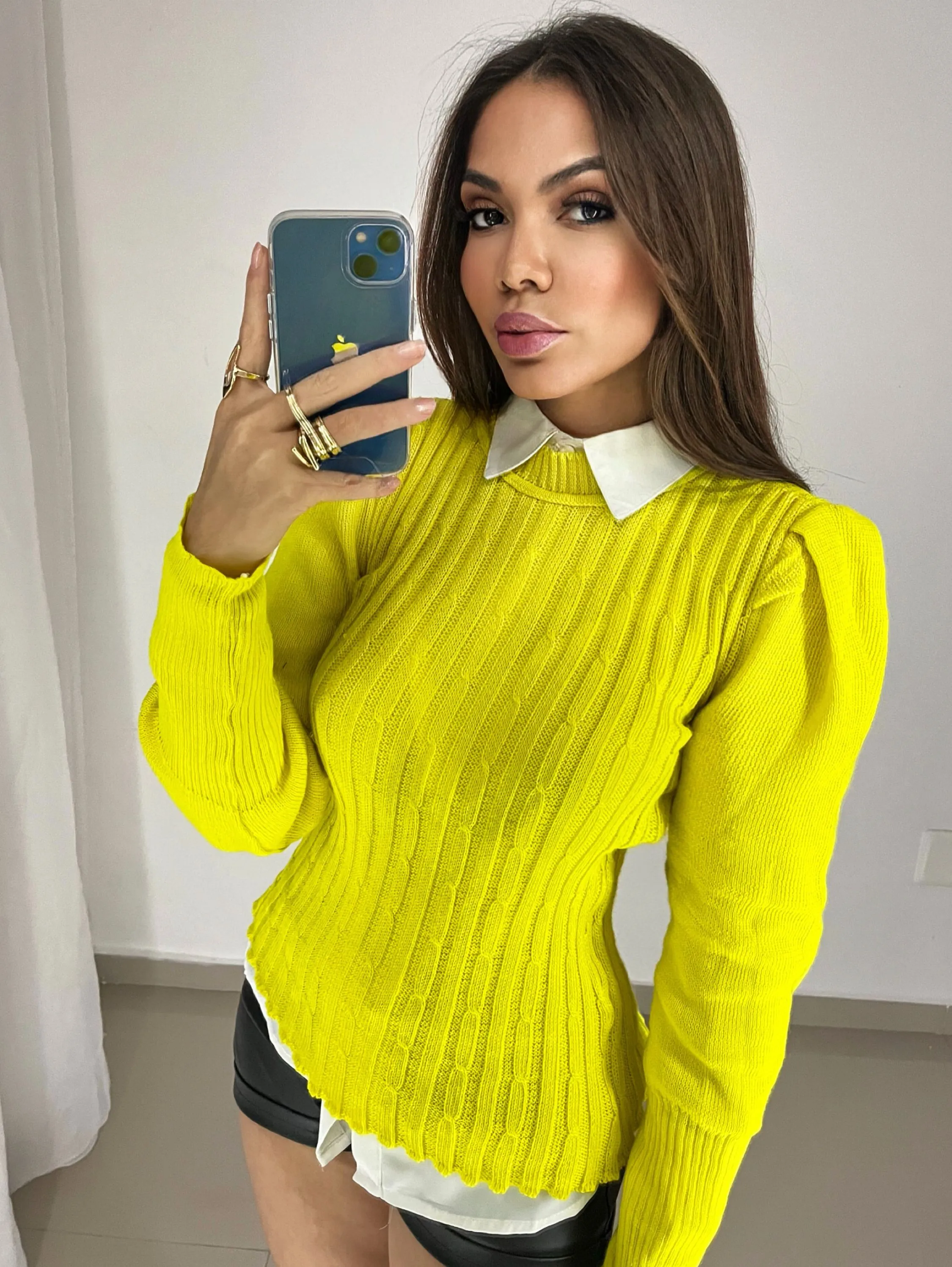Blusa Bye bye inverno manga longa tricô country rodeios
