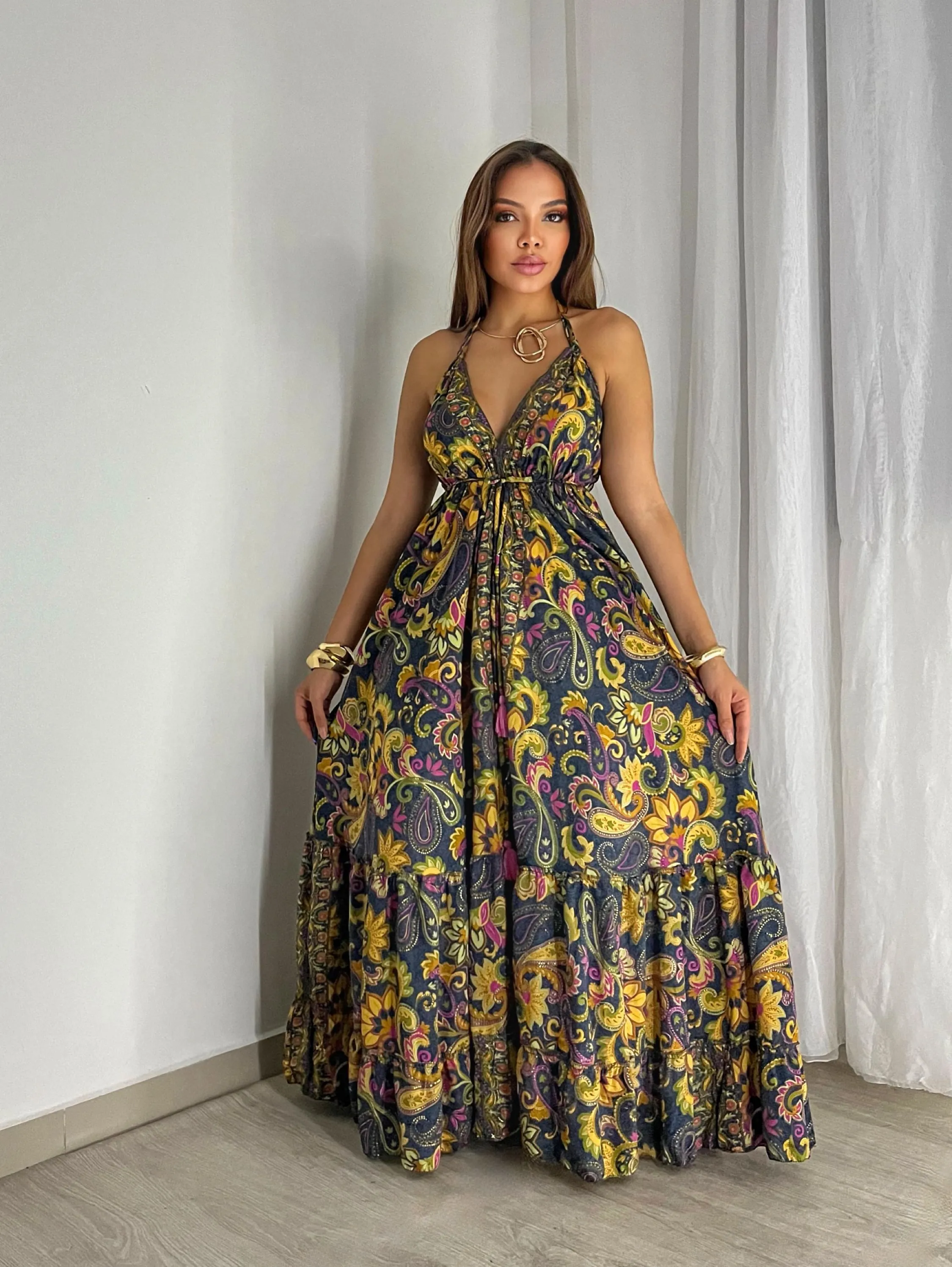 Vestido indiano estampa da foto exclusivo