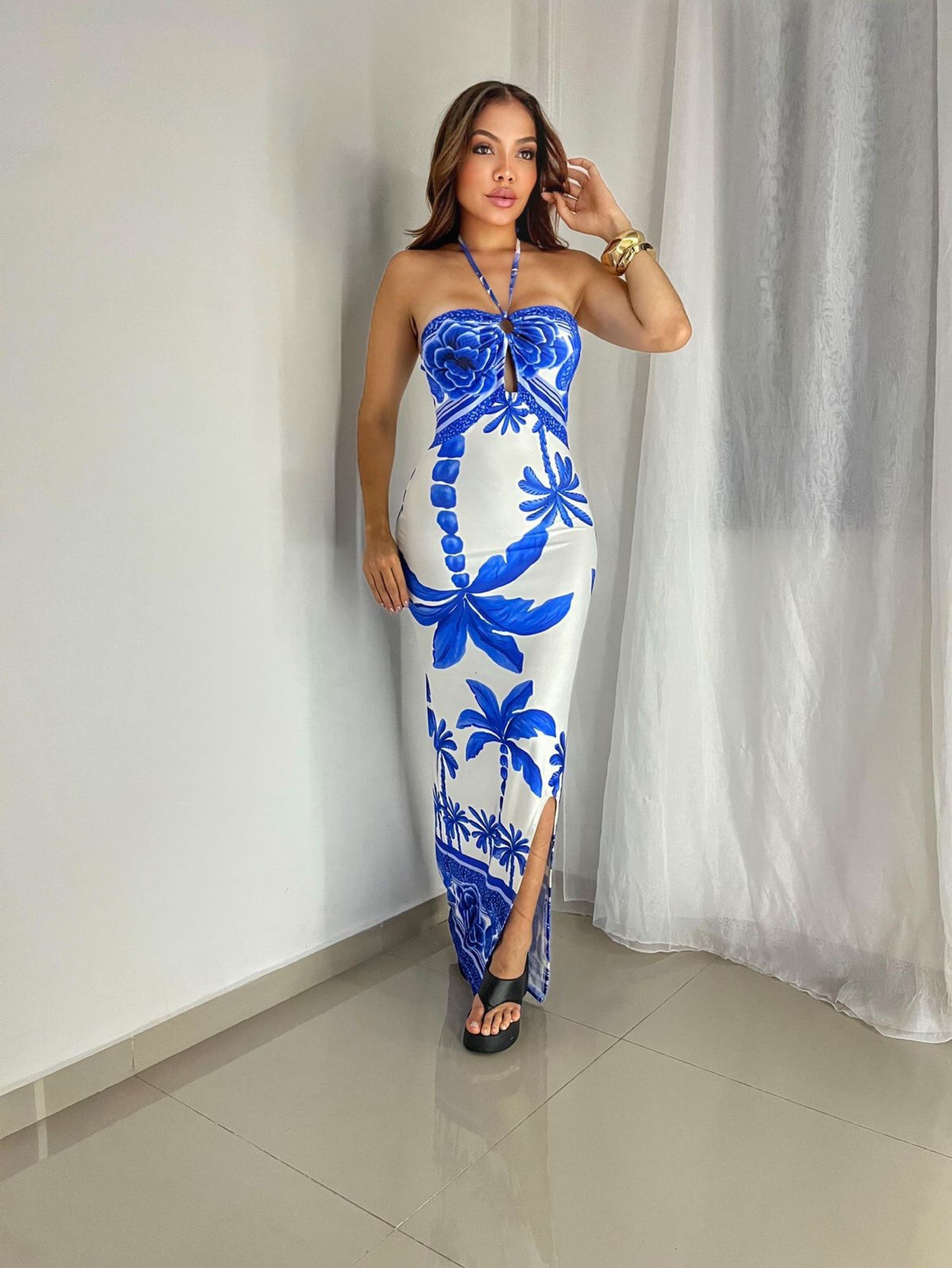 Vestido Jack poliamida coleção primavera verão longo