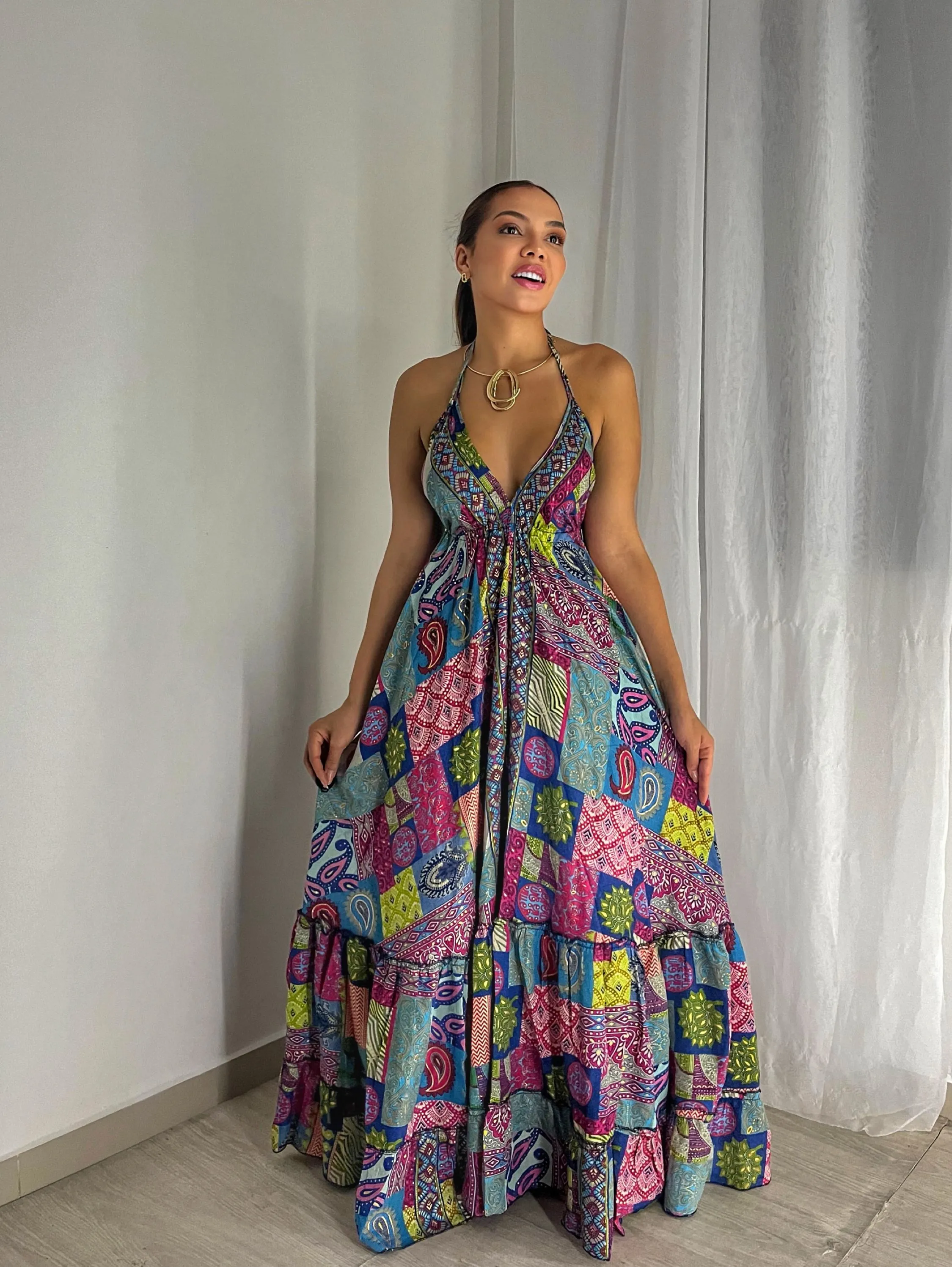 vestido indiano estampa da foto exclusiva