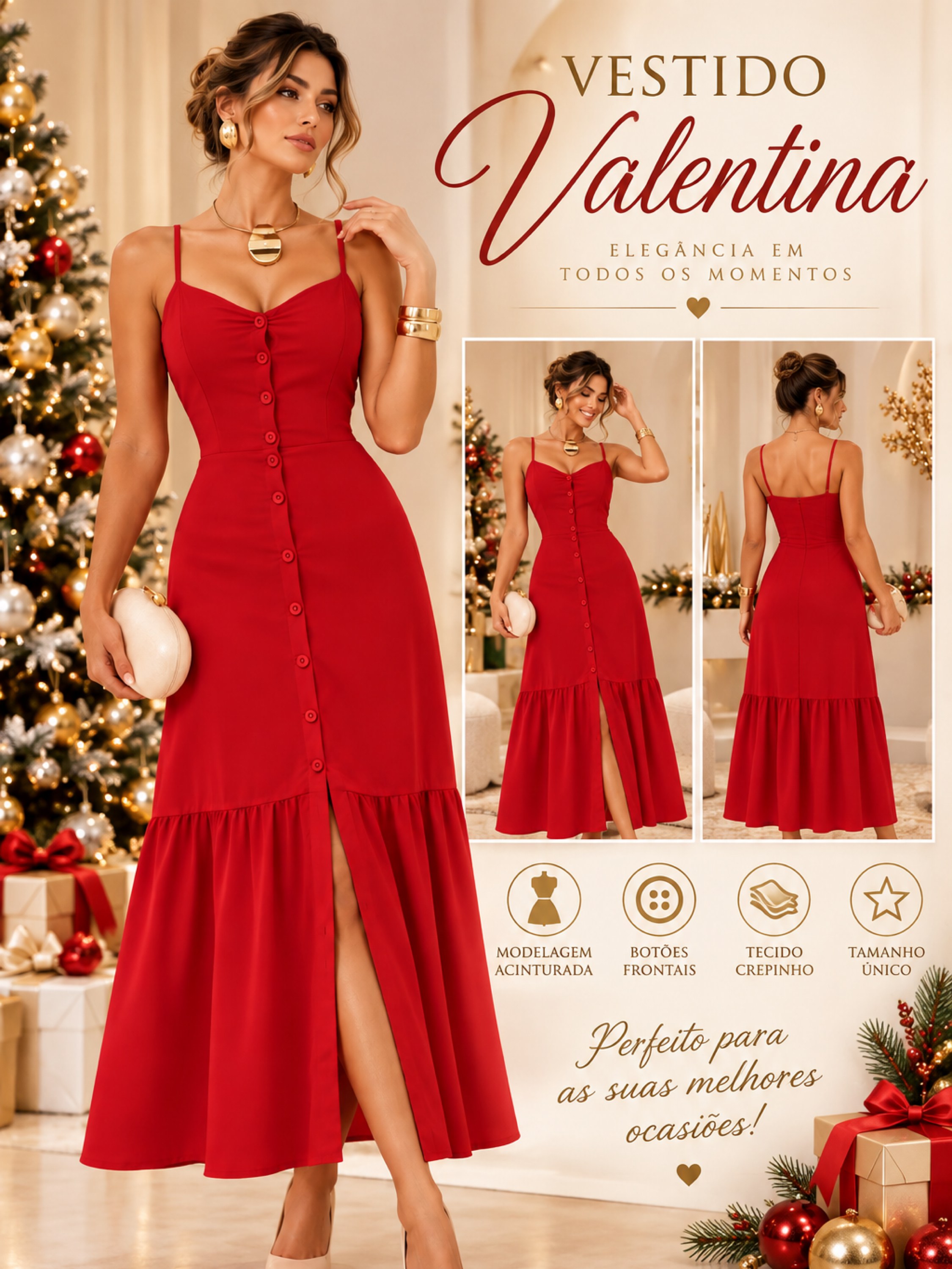 Vestido Valentina botões fim de ano