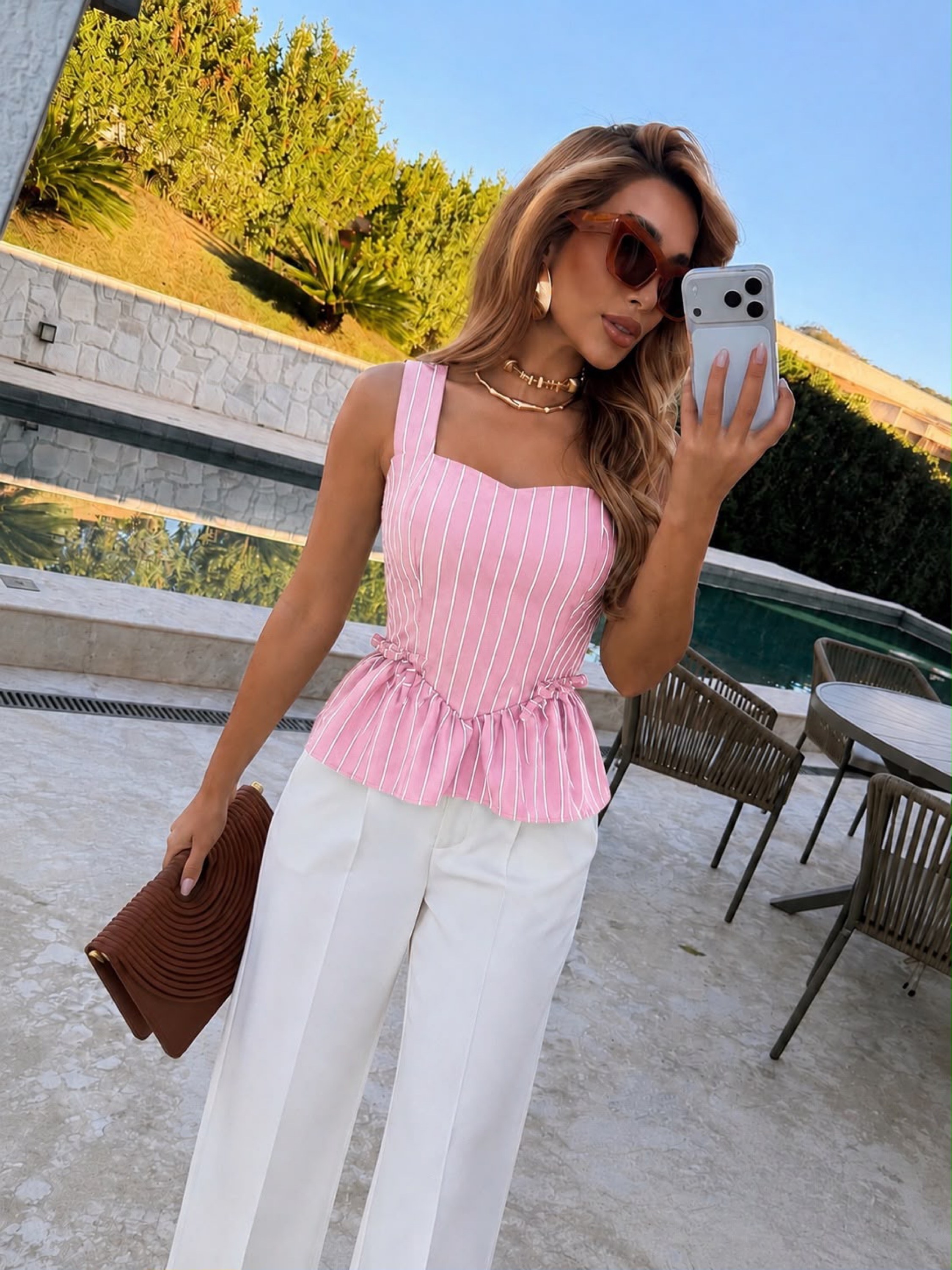 Blusa Carla listras primavera verão 2026