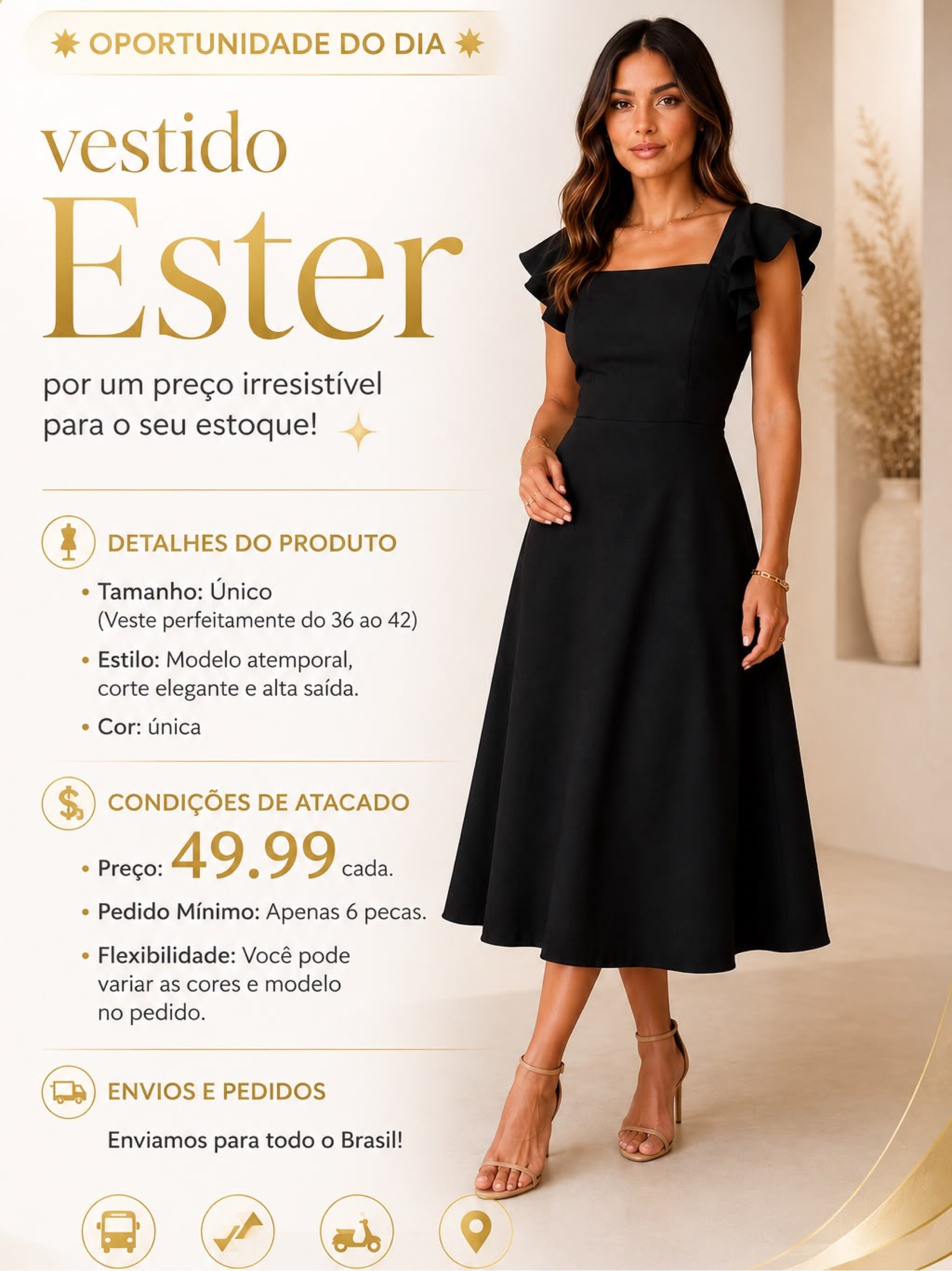 Vestido Ester preto Marrante