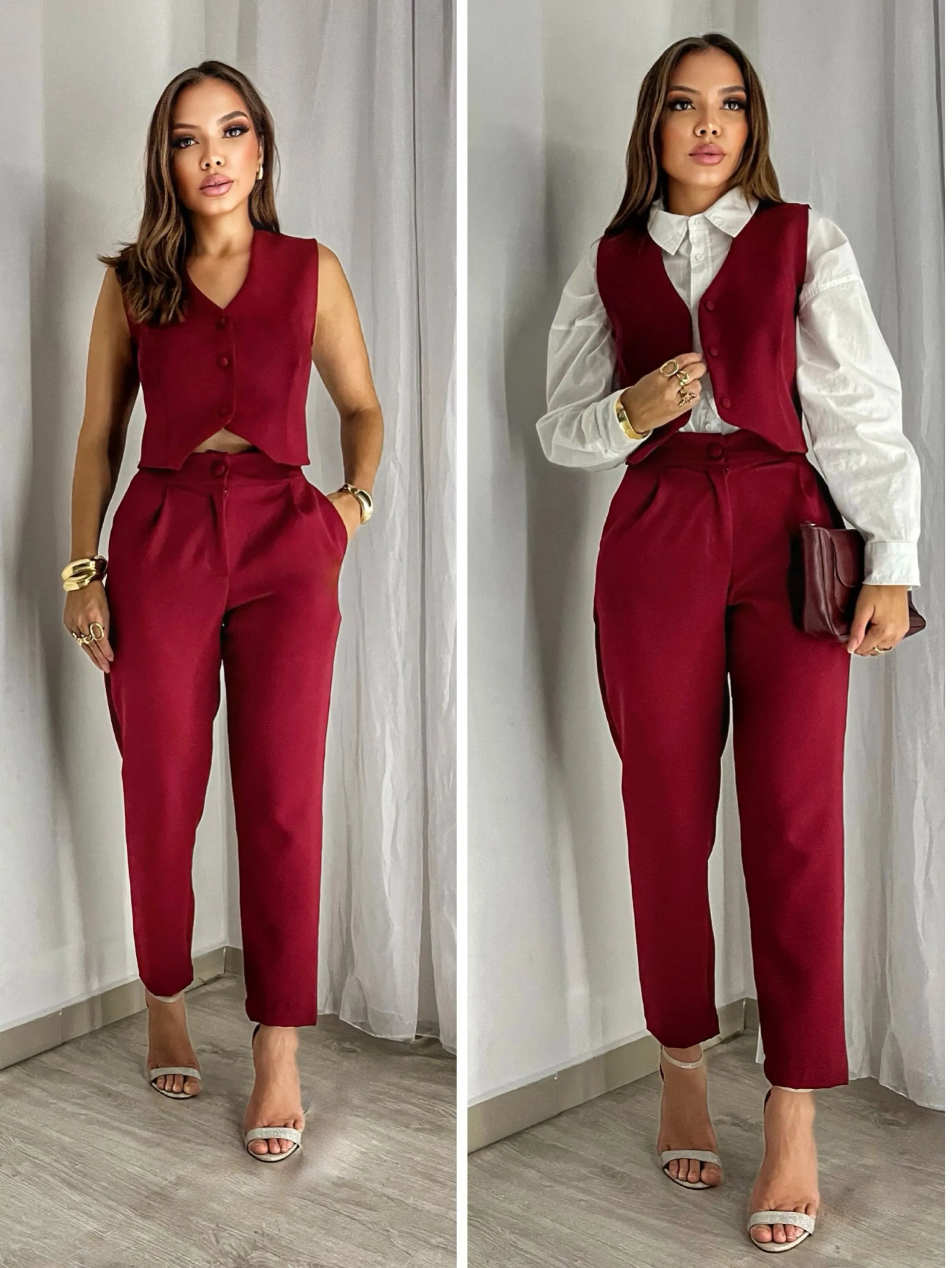 Conjunto inverno alfaiataria calça colete