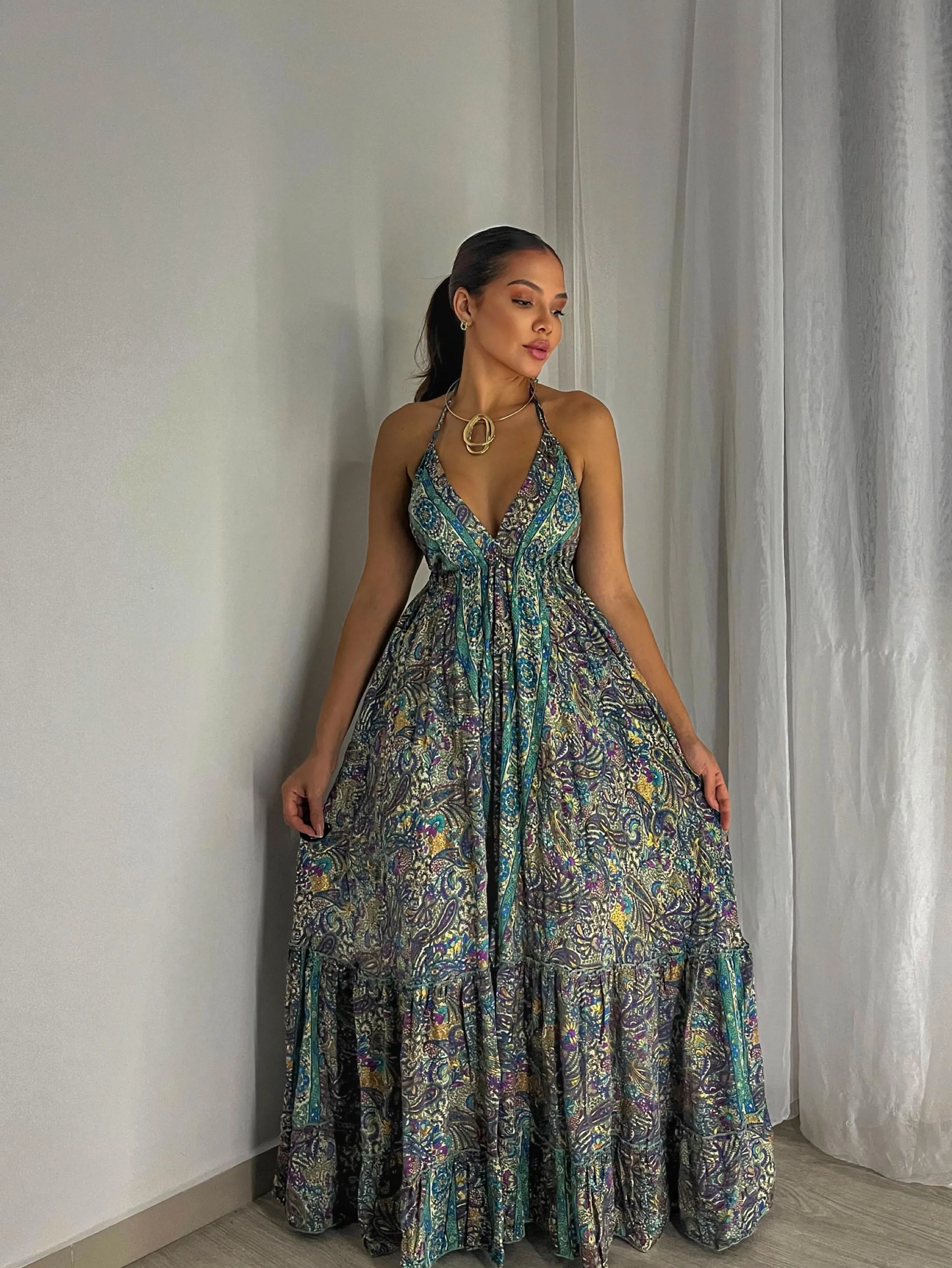 Vestido  indiano  estampa da foto exclusivo