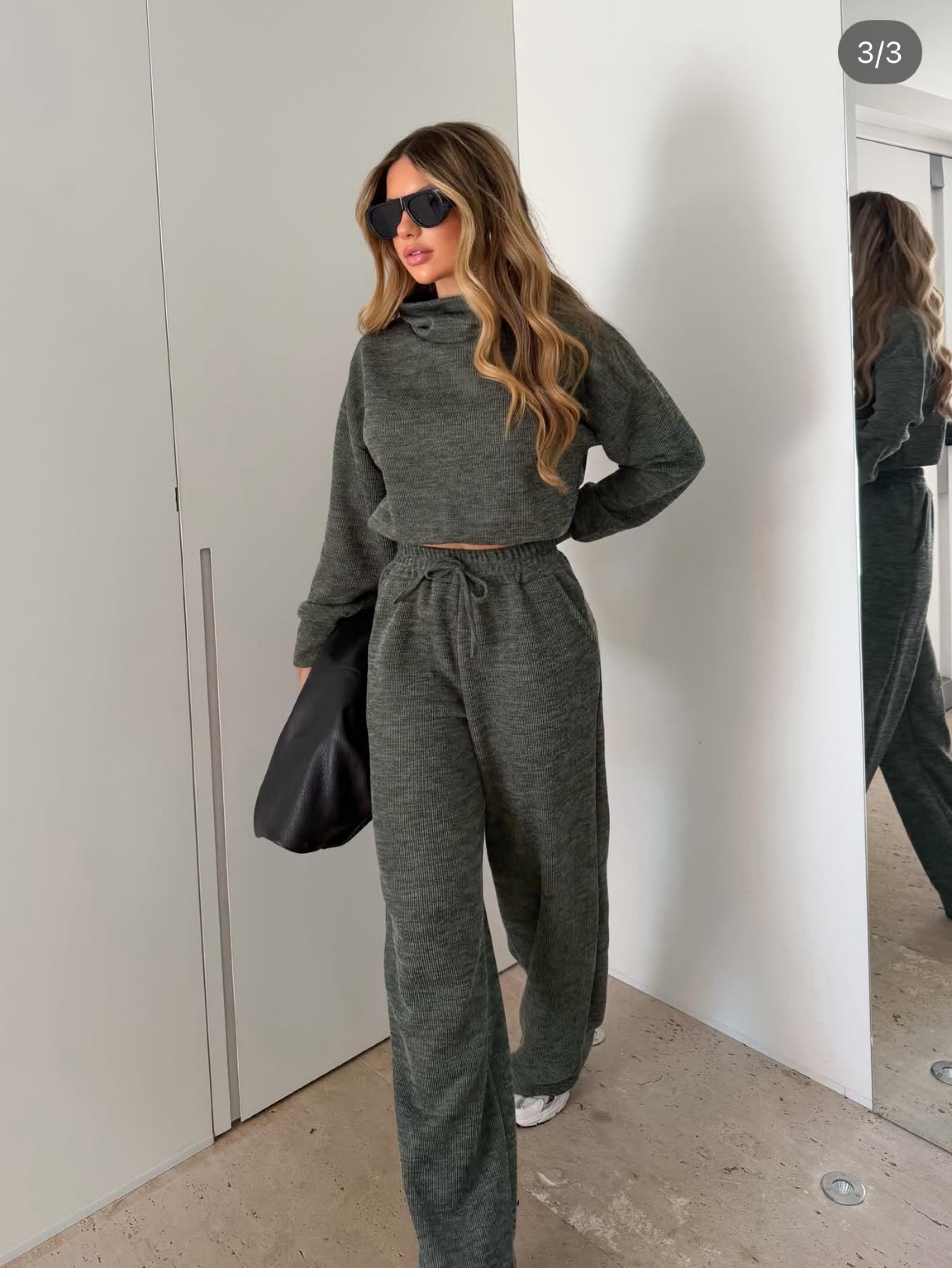 Conjunto manga longa calça blusa inverno casaco