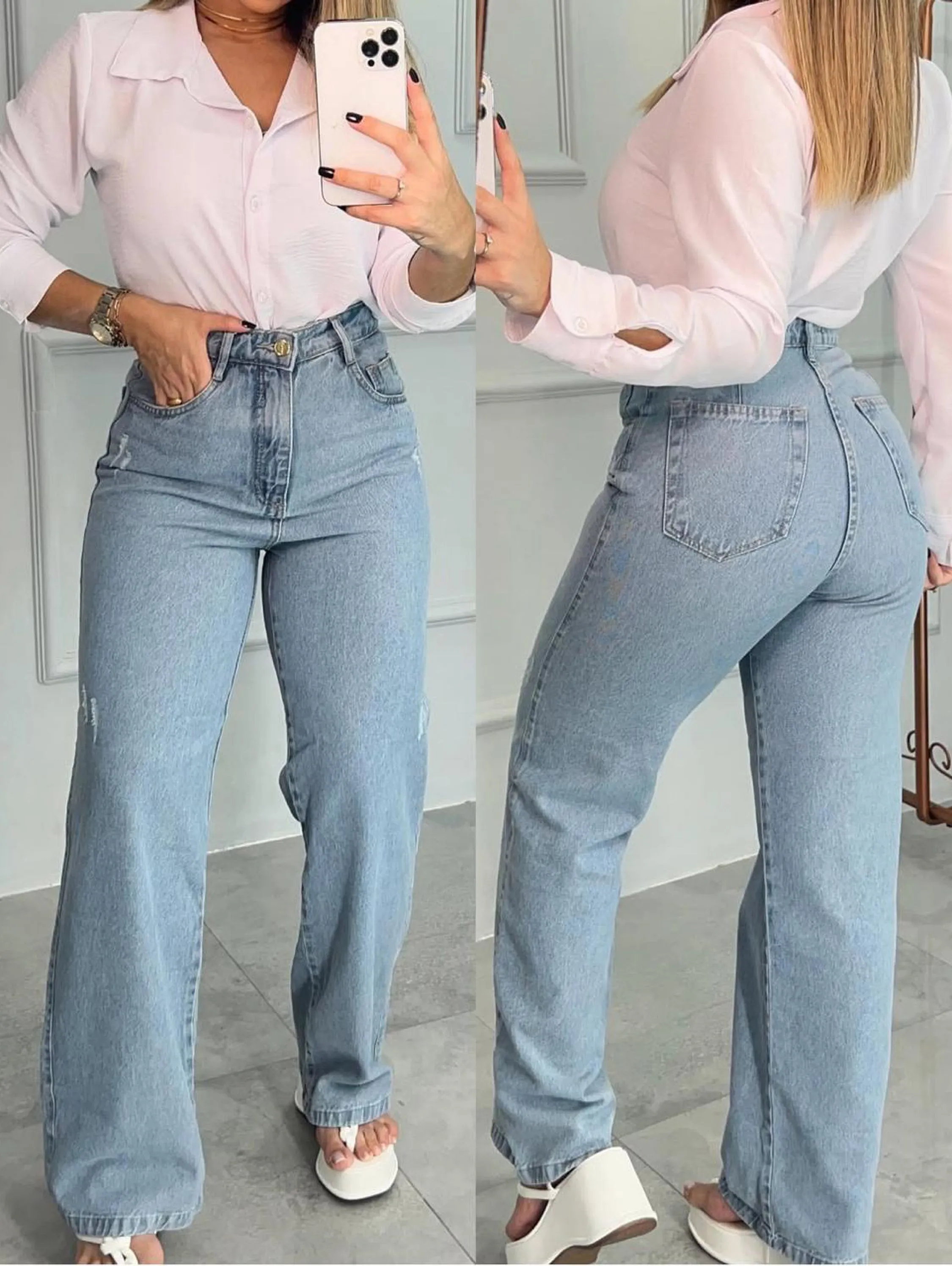 Calça jeans feminina clara