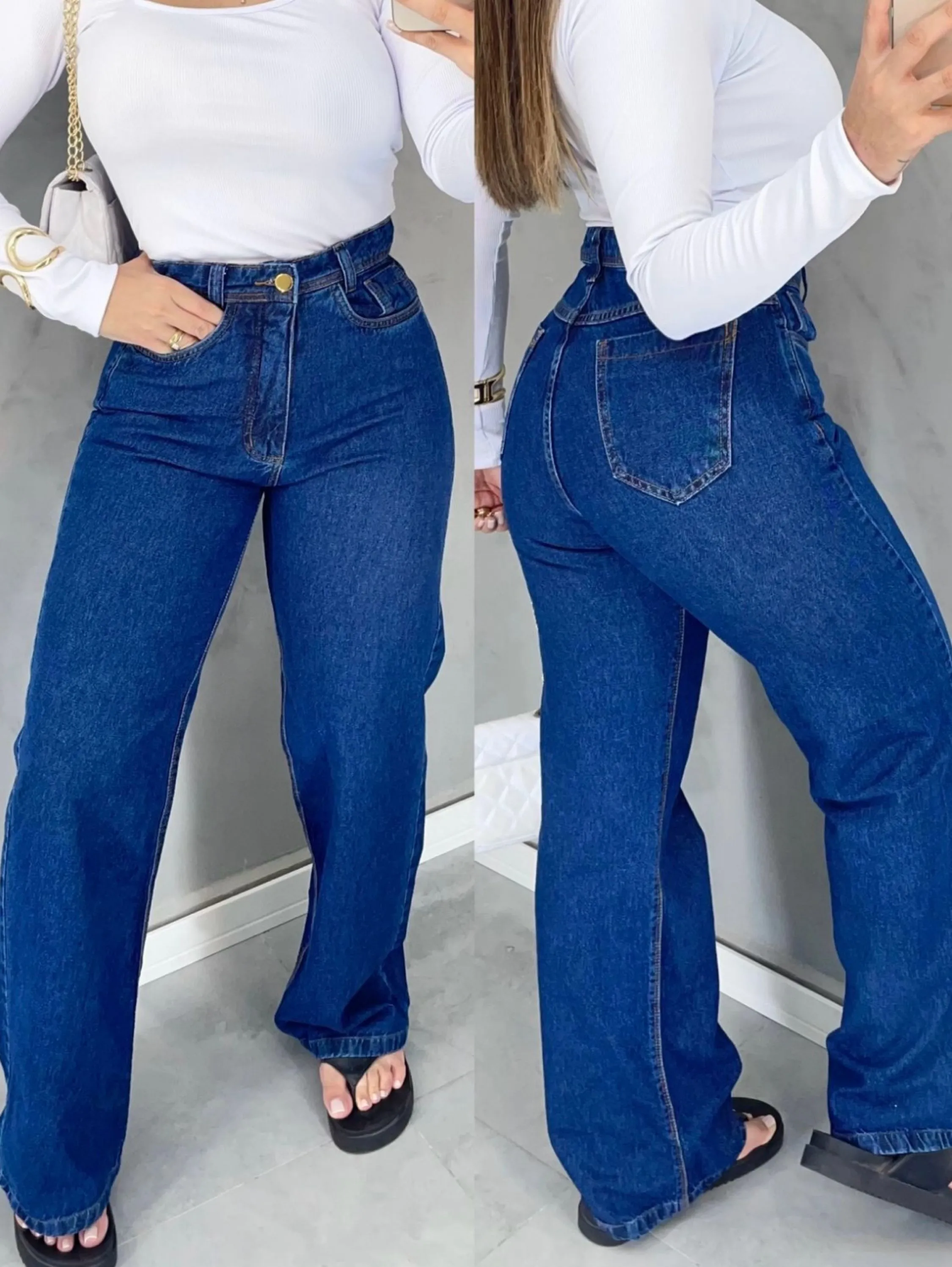 Calça wide leg escura