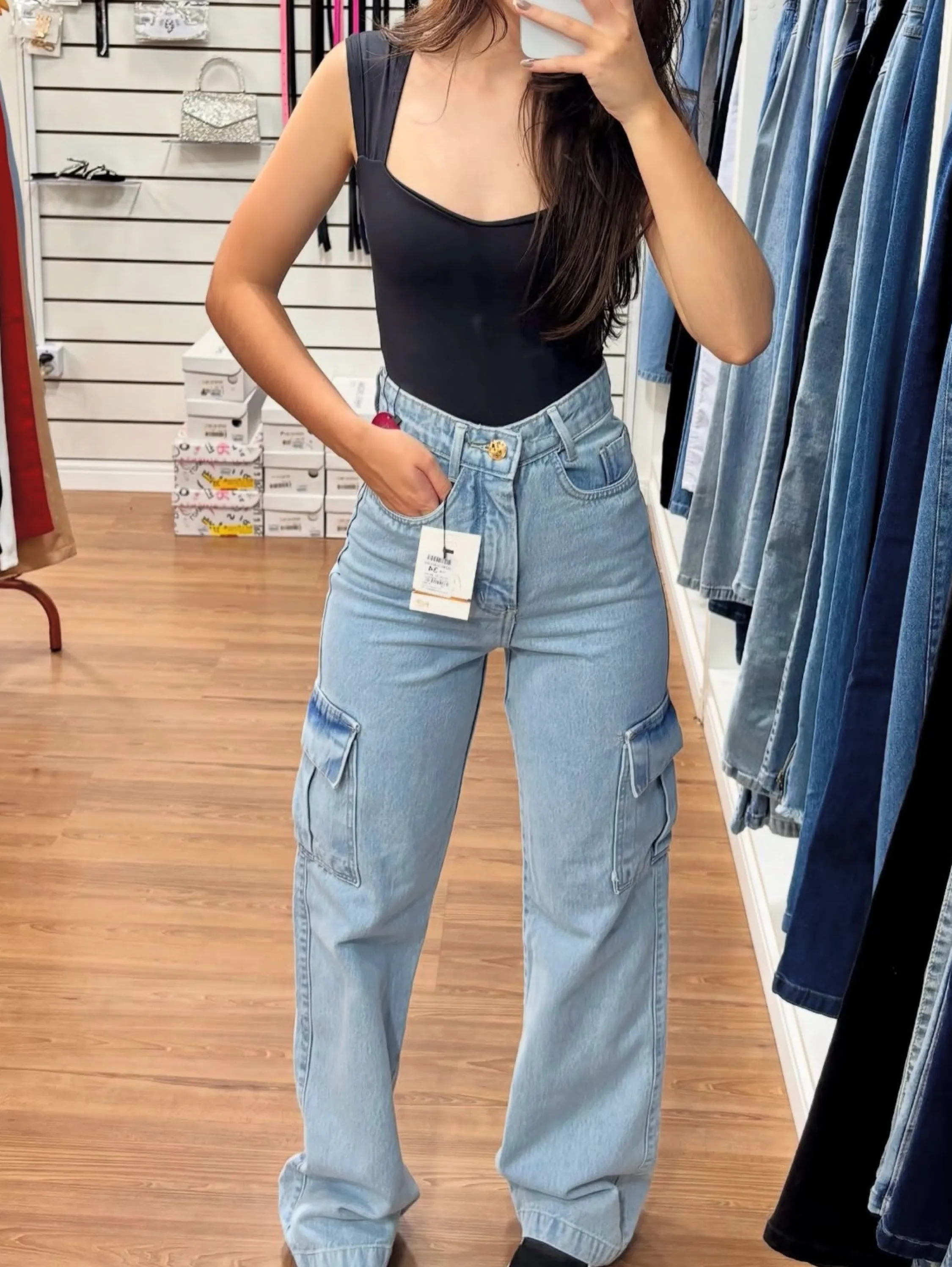 Calça wide cargo