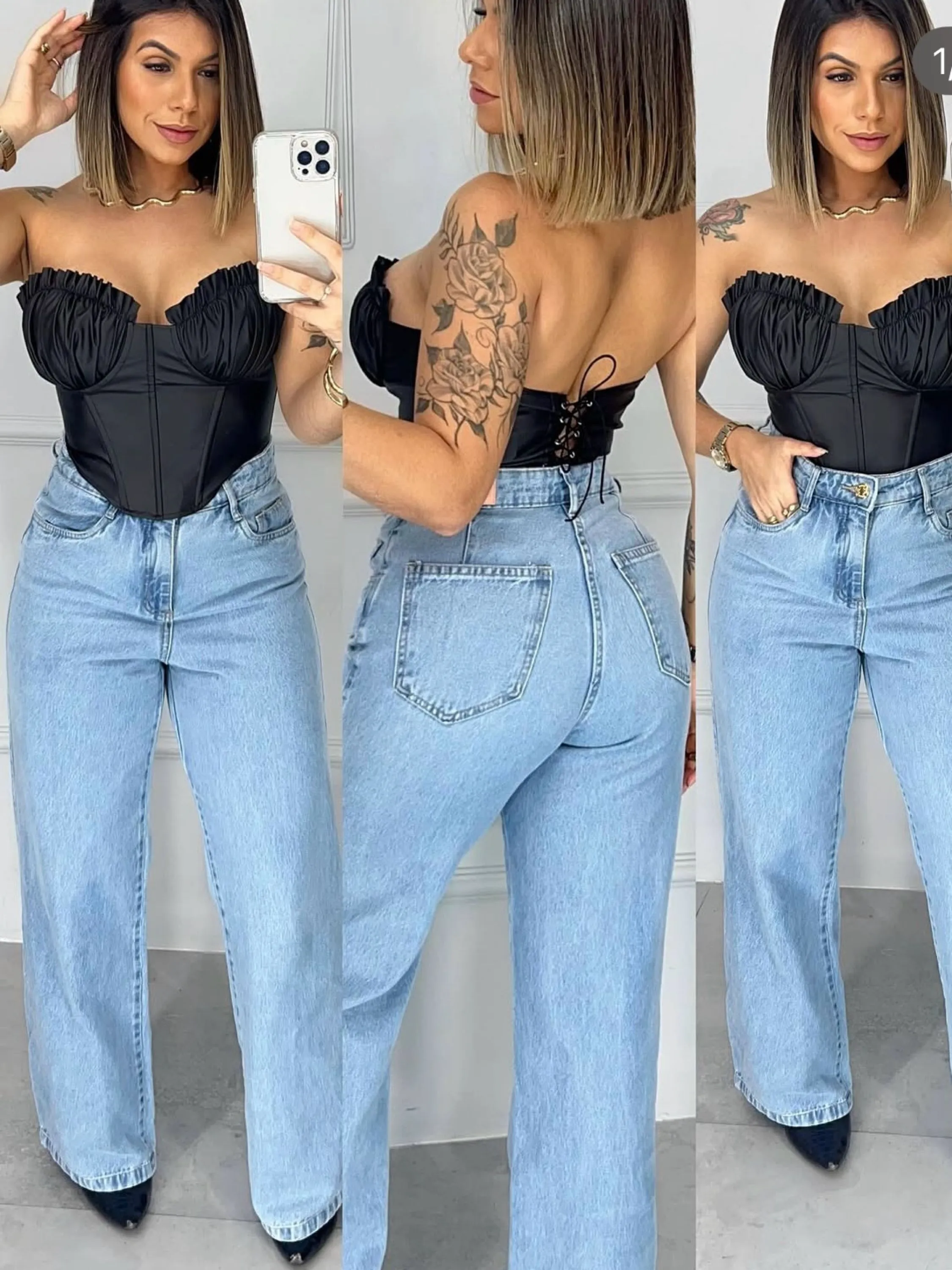 Calça wide leg