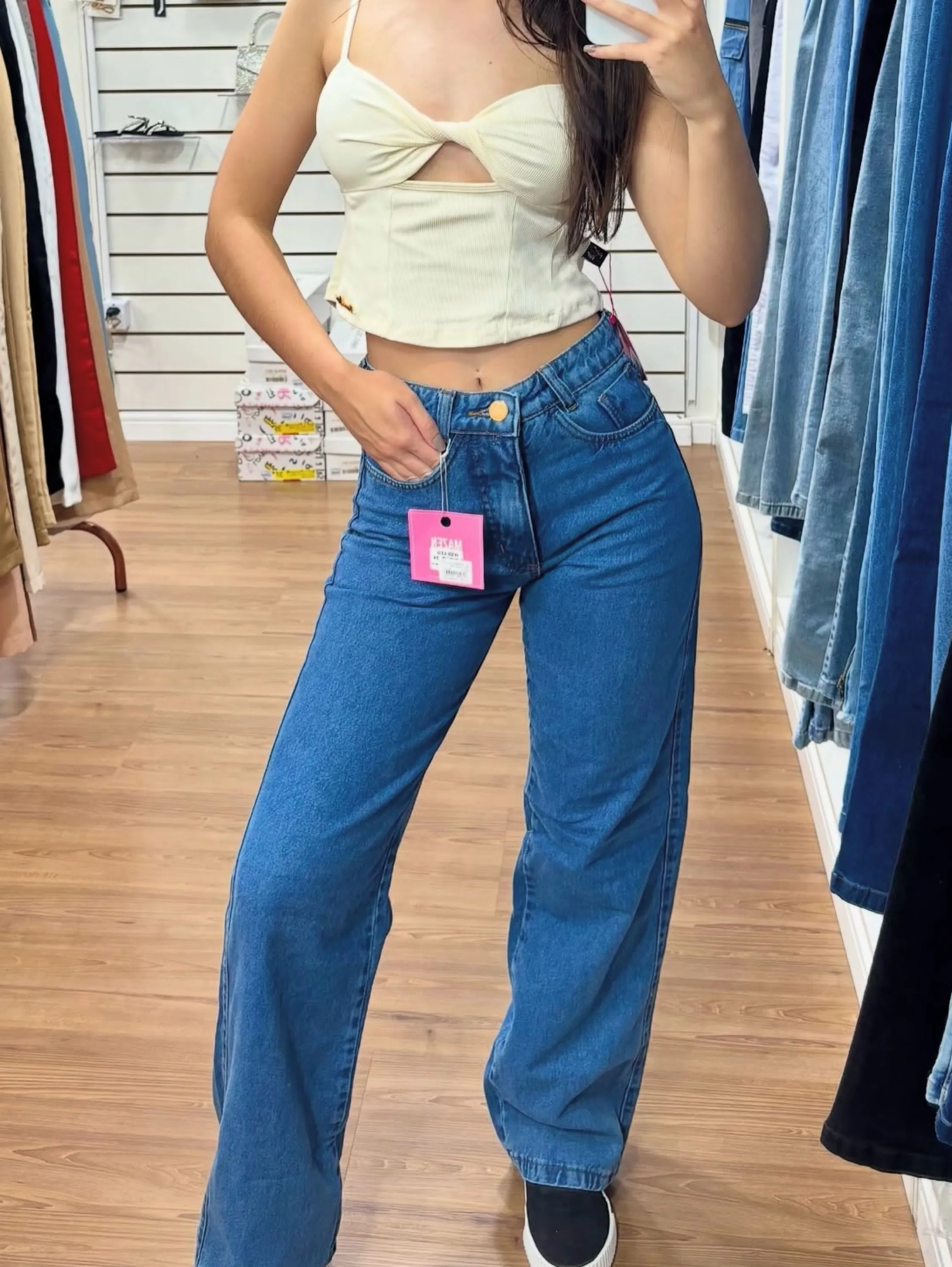 Calça wide leg