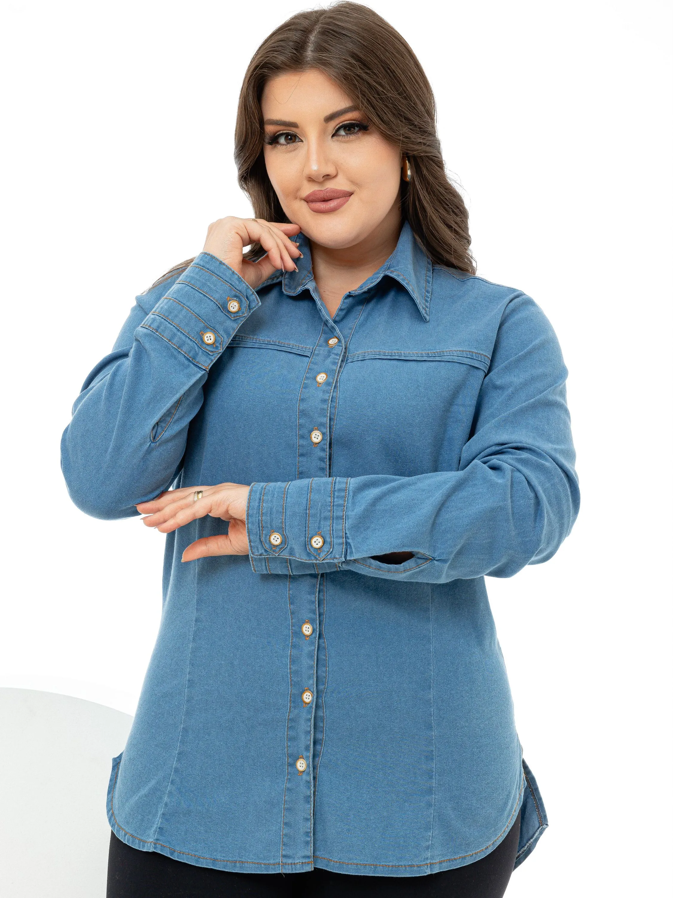 Camisa Jeans Chemise Feminina | Camisete | Moda Evangélica | Moda Social| Outono| Inverno