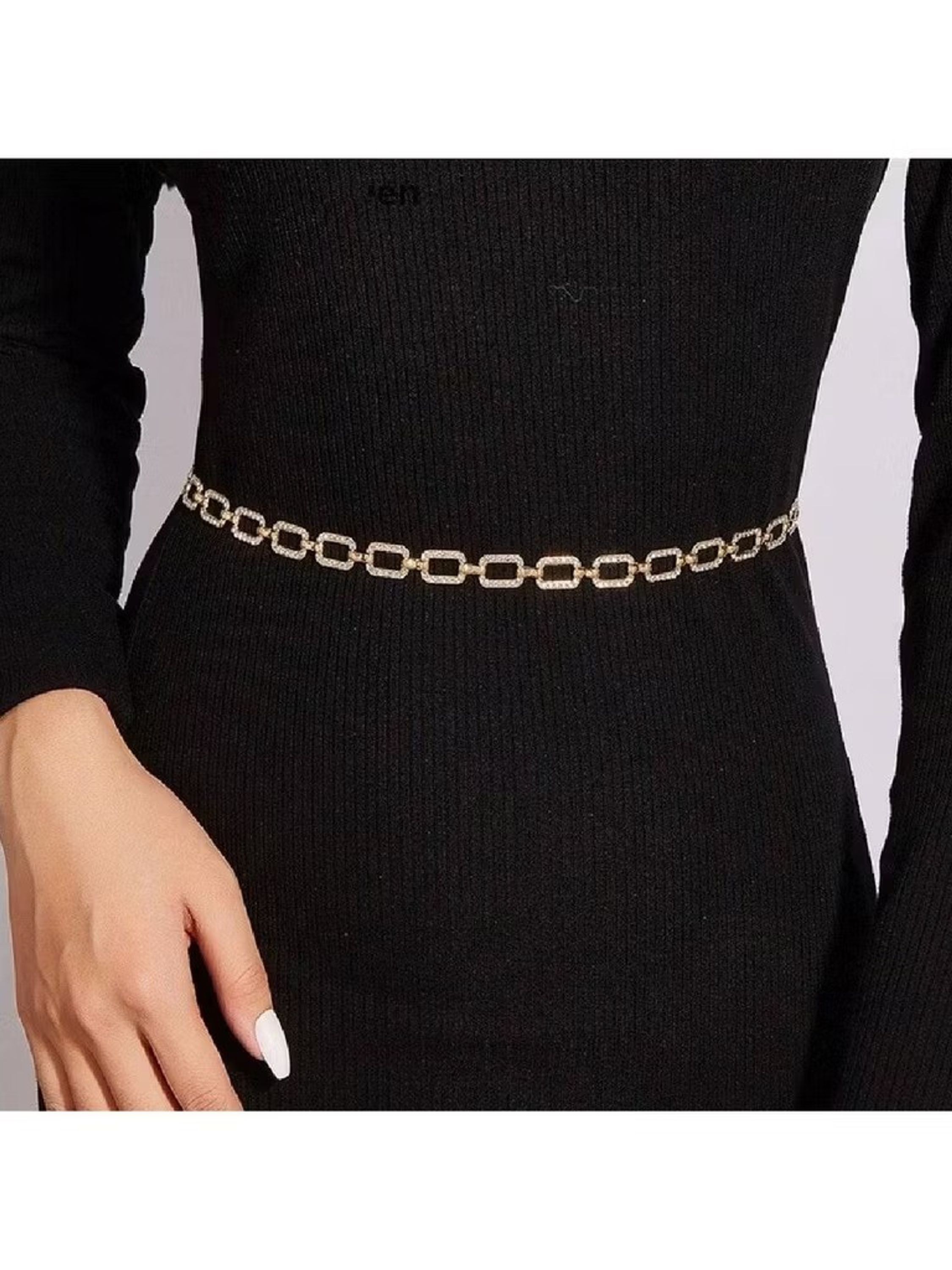 Cinto Corrente com estrass modelo retangular