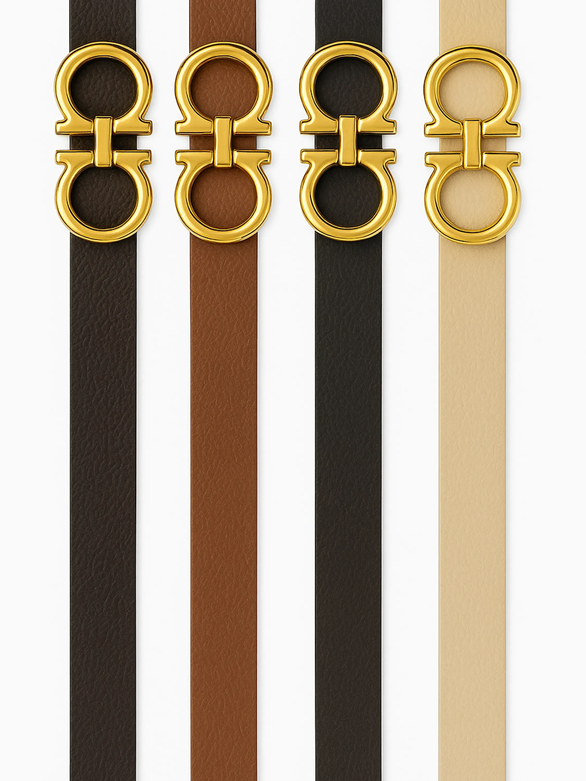 Kit 4 Cintos femenino com fivela dourado modelo oito