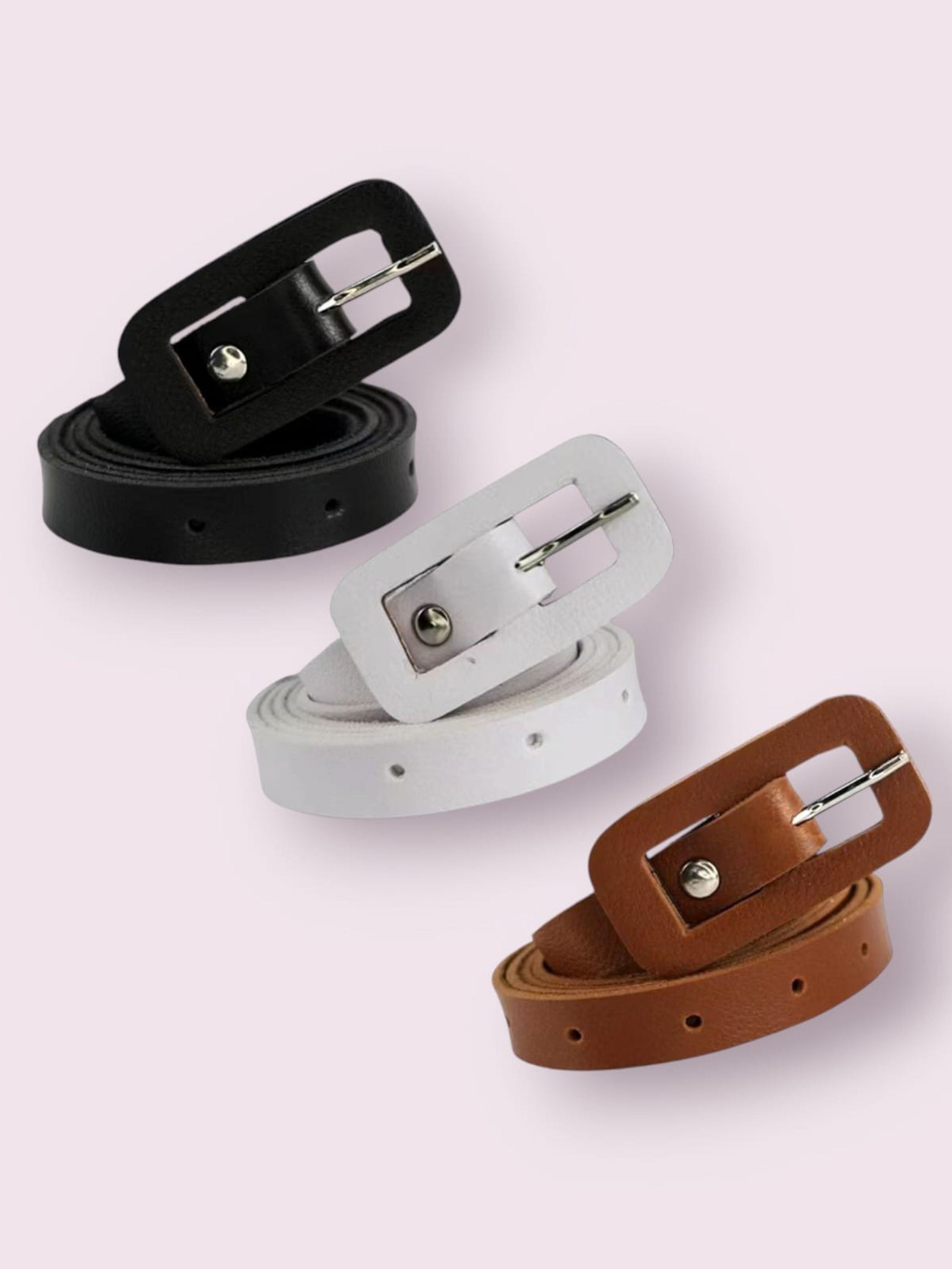 Kits de 3 cintos feminino com fivela retangular