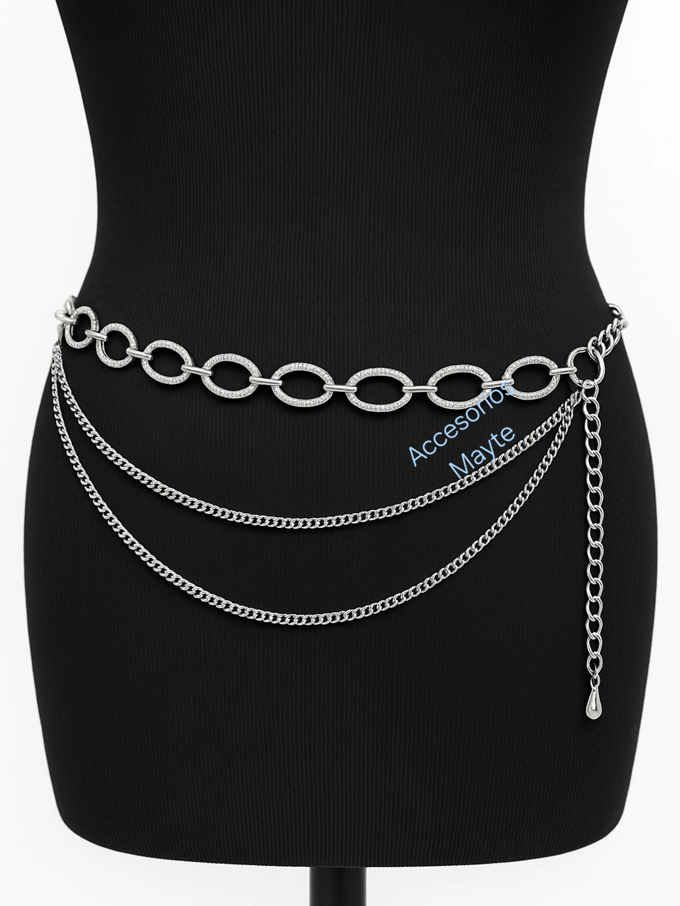 Cinto corrente oval com dois correntes pildurado