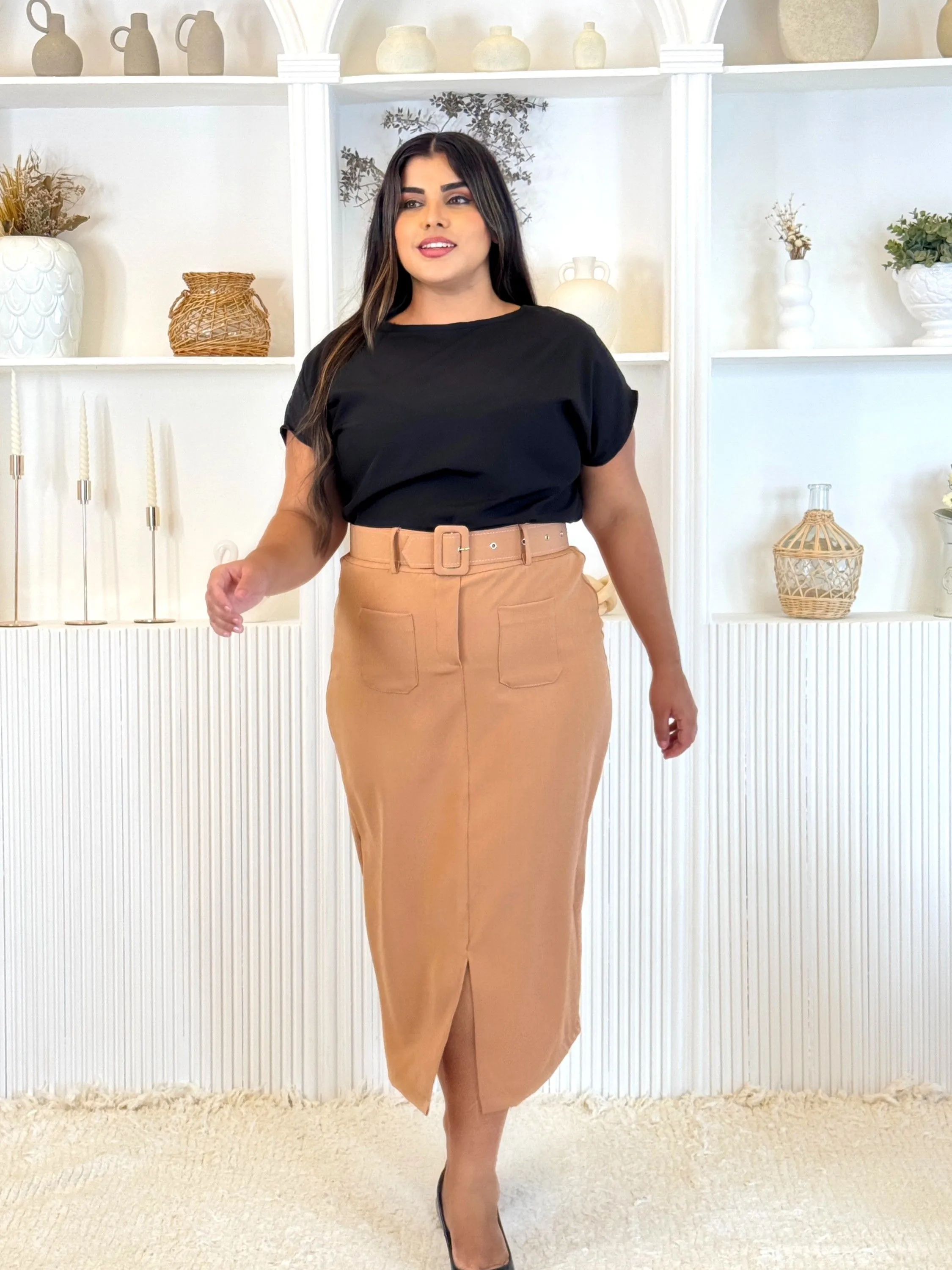 Saia Evangélica plus size alfaiataria Twill