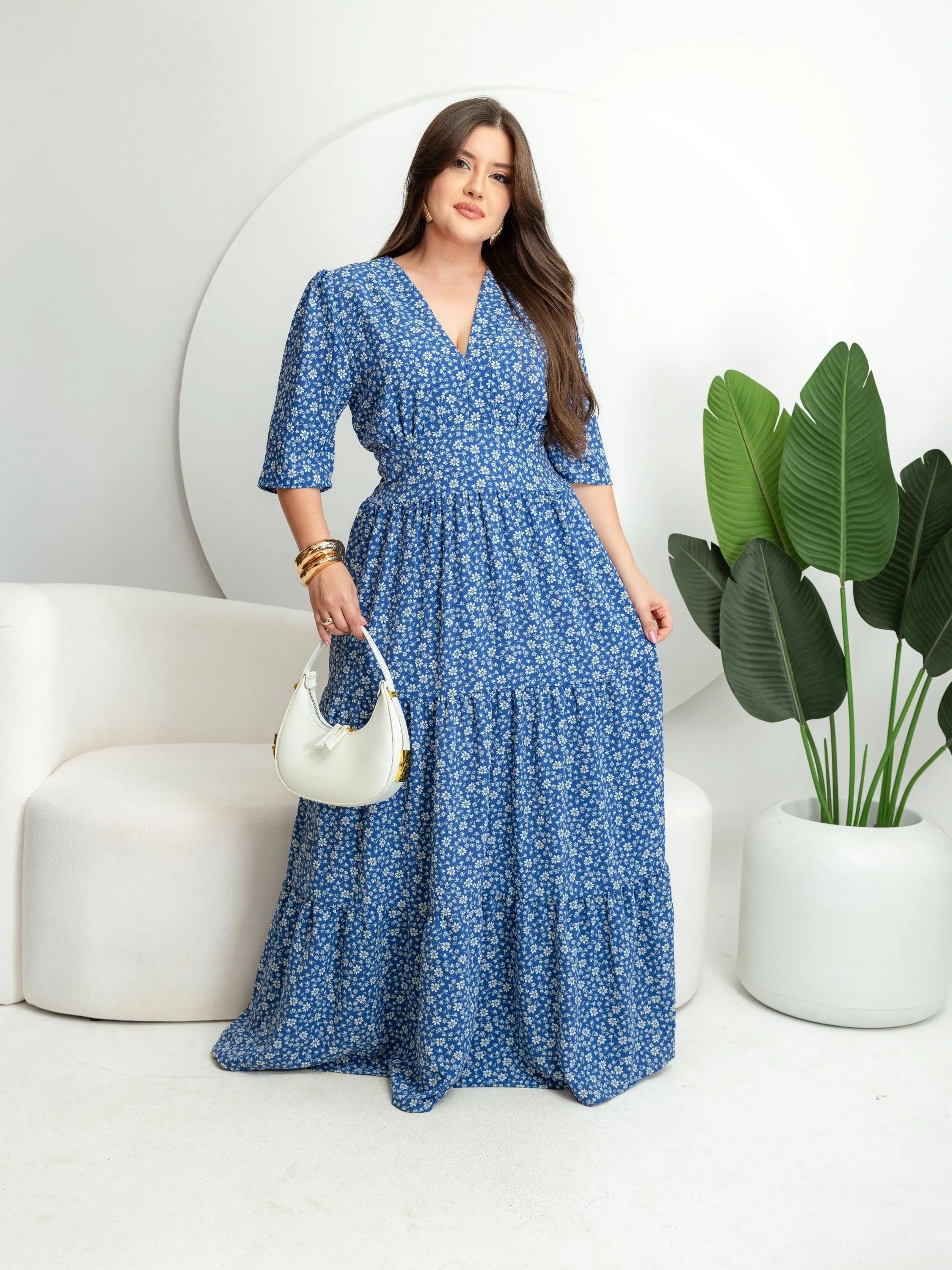 Vestido longo Duna femenino Evangélico Primavera - Verão