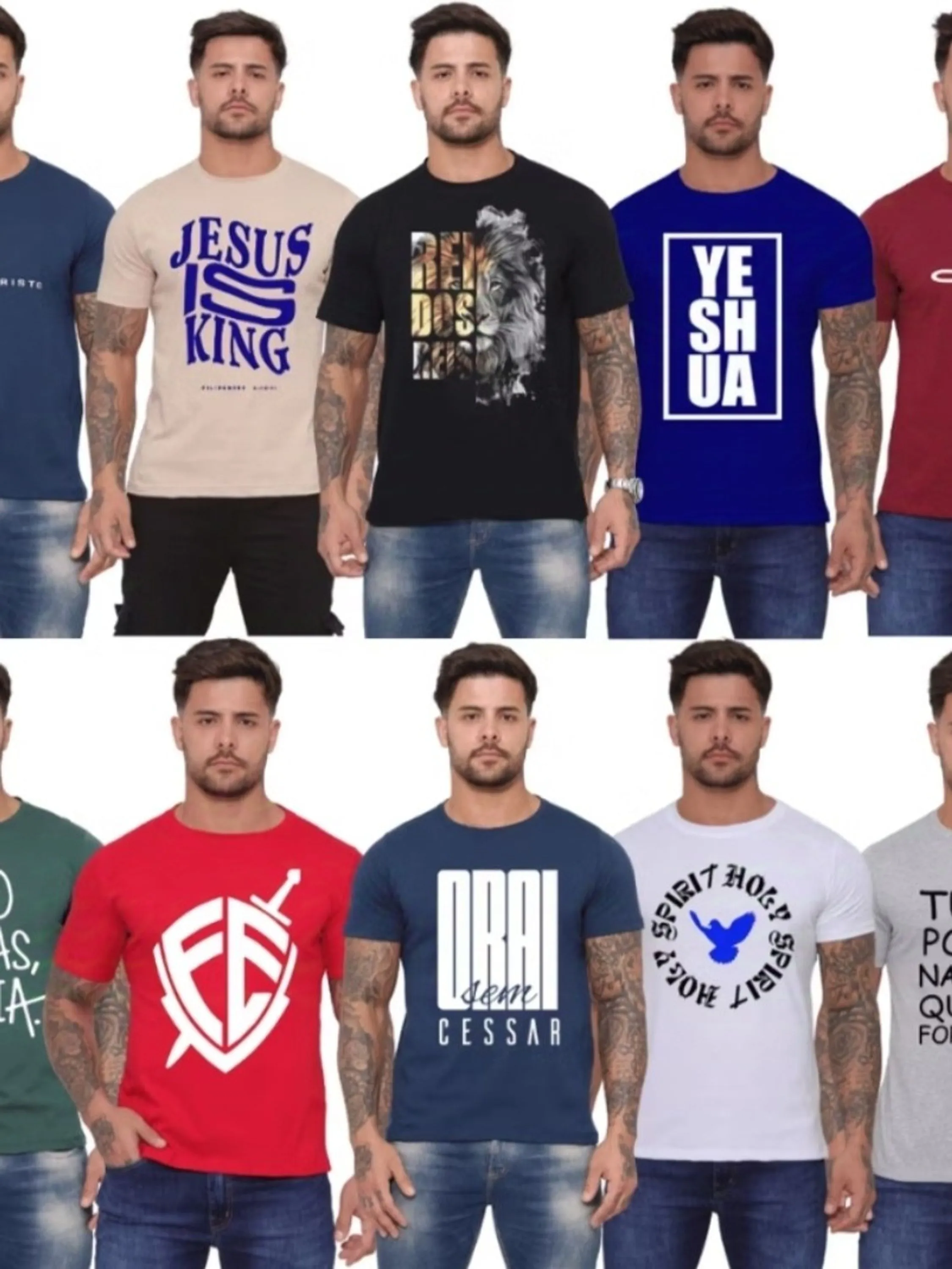 Camiseta masculina algodão frase evangélica