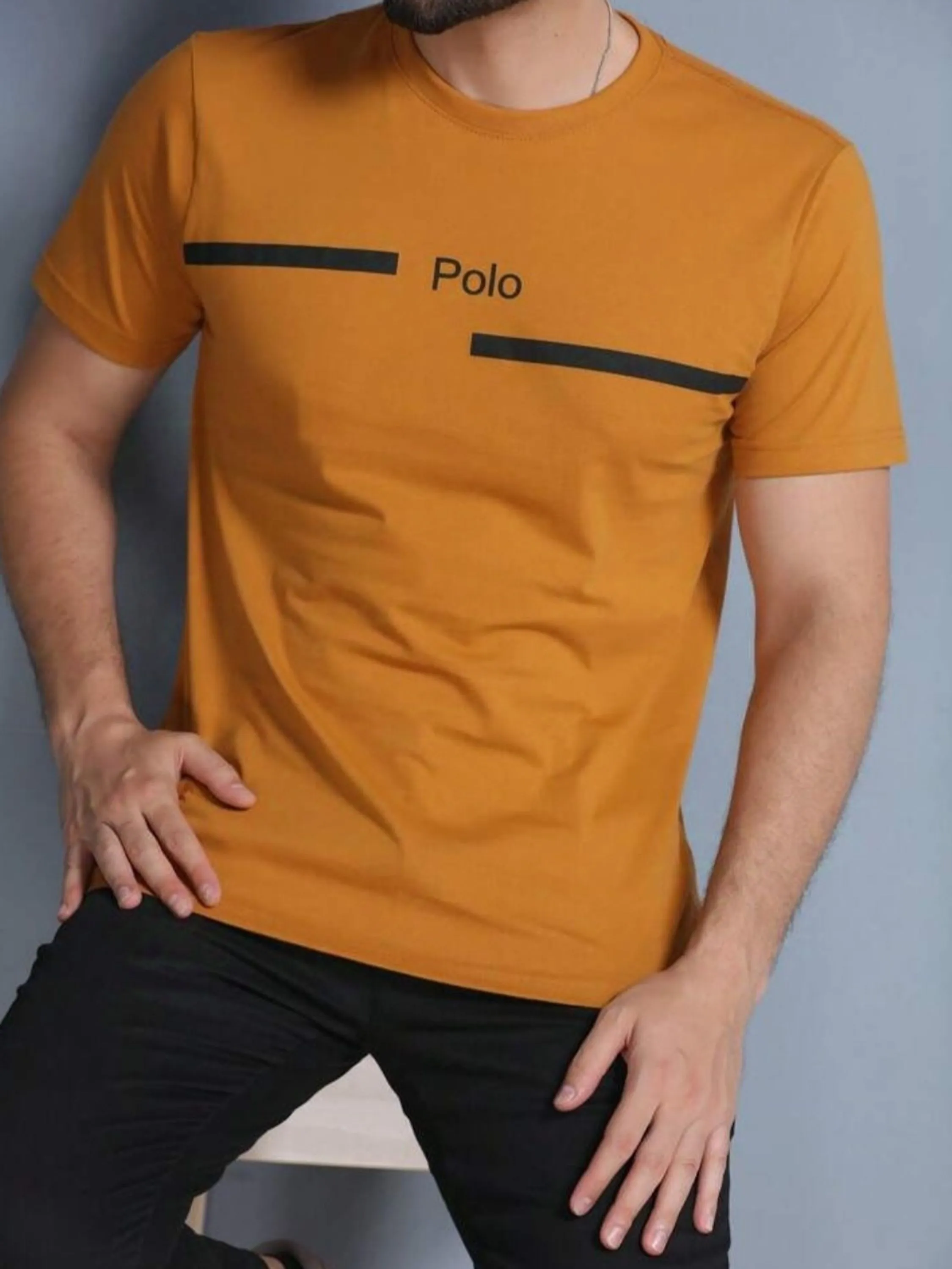 Camiseta masculina algodão escrito polo