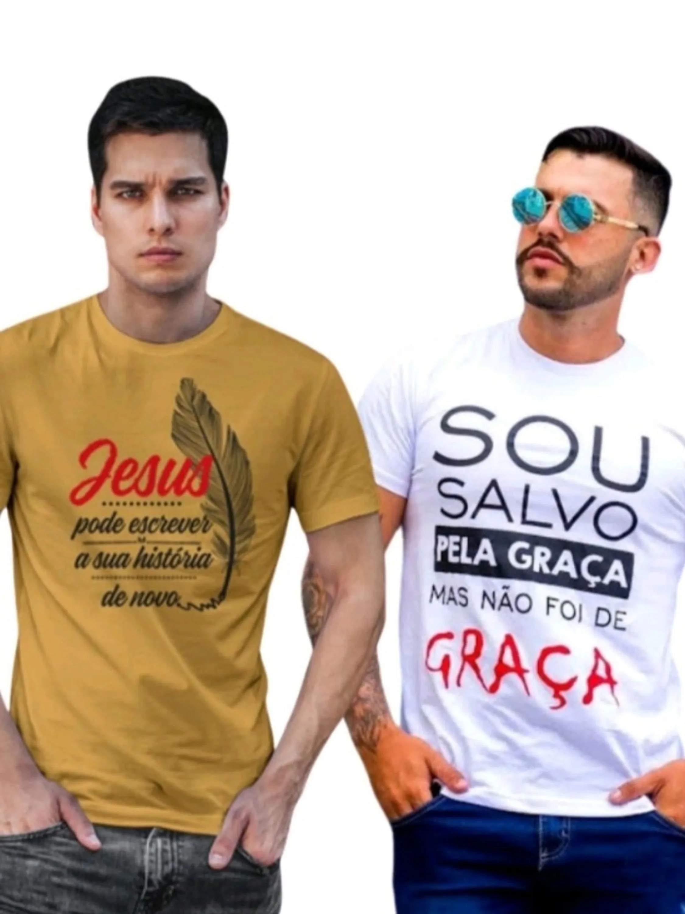 Camiseta Frase Evangélica Algodão Masculina