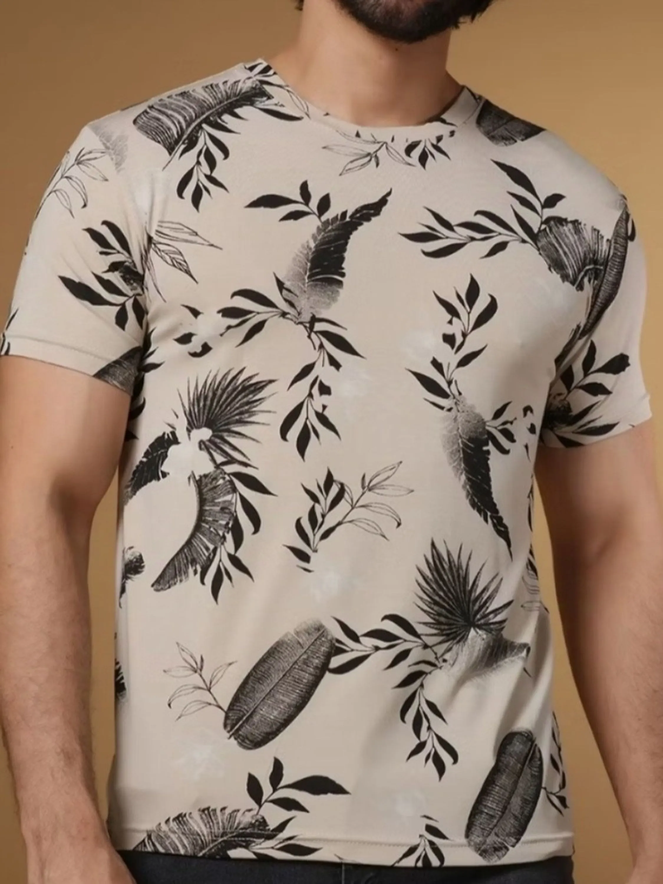 Camiseta masculina algodão floral