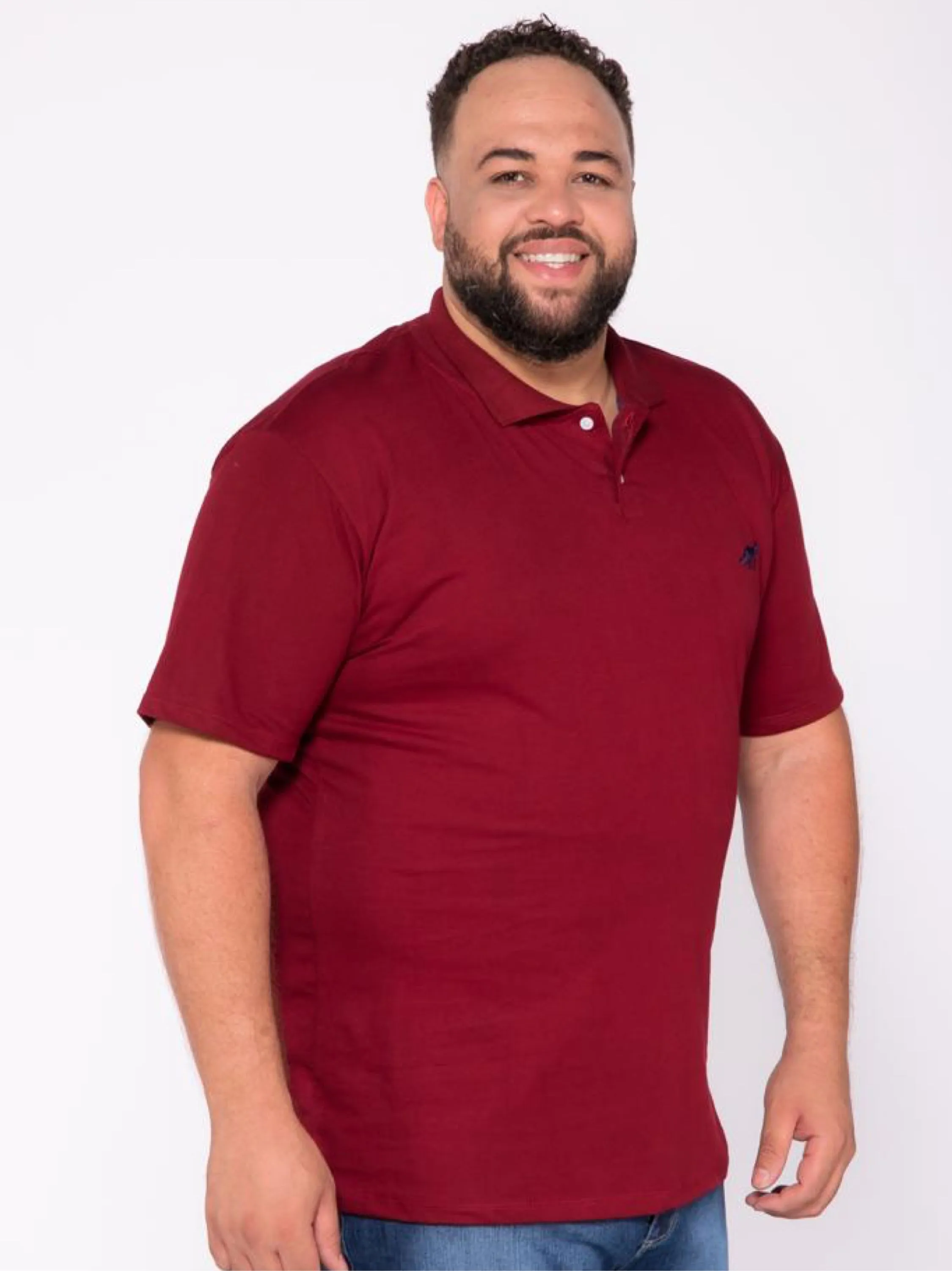 Polo de algodão bordado Plus size masculino