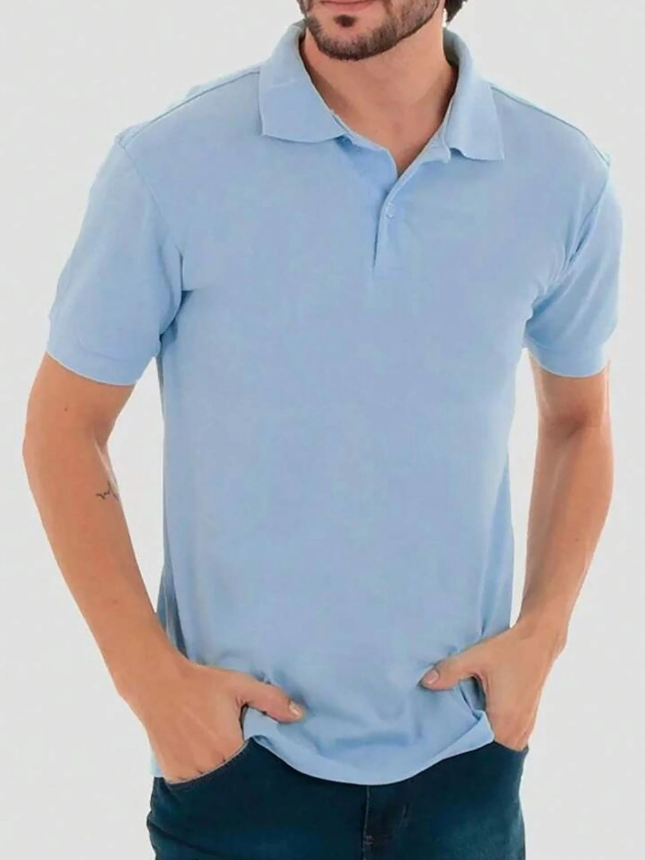 Polo de algodão masculina bordada