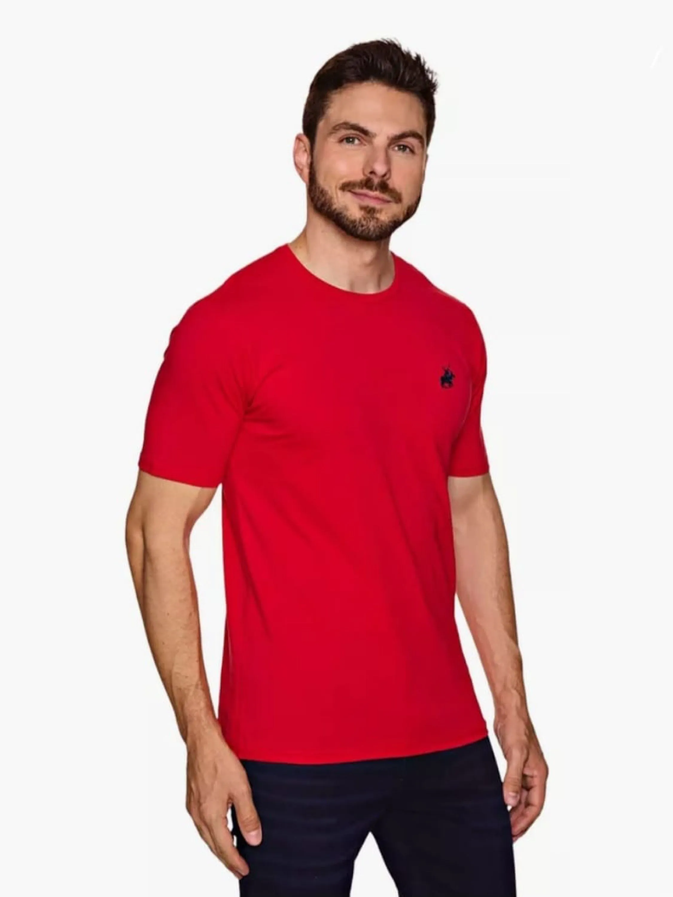 Camiseta bordada masculina de algodão