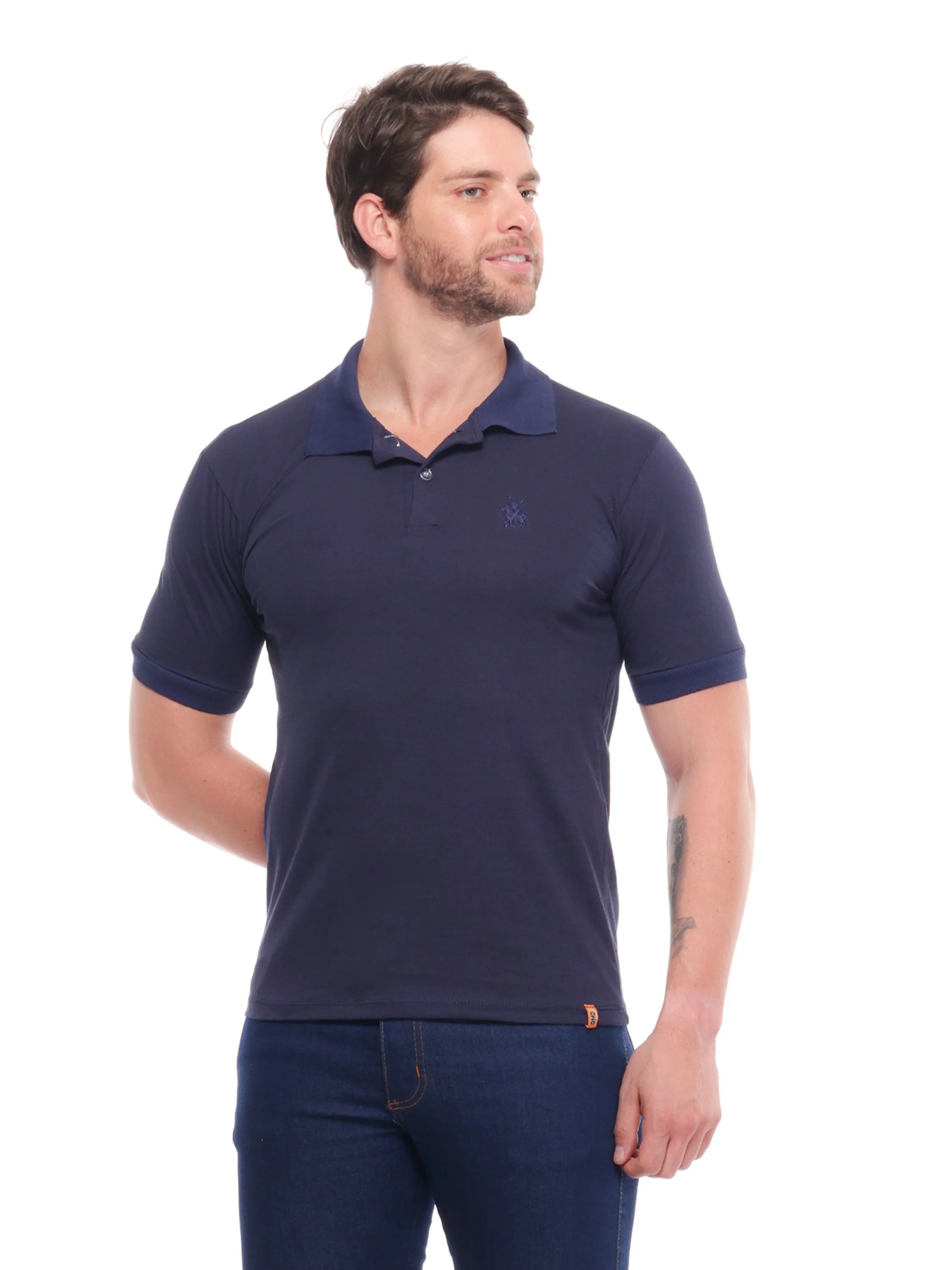 Polo de algodão masculina bordada