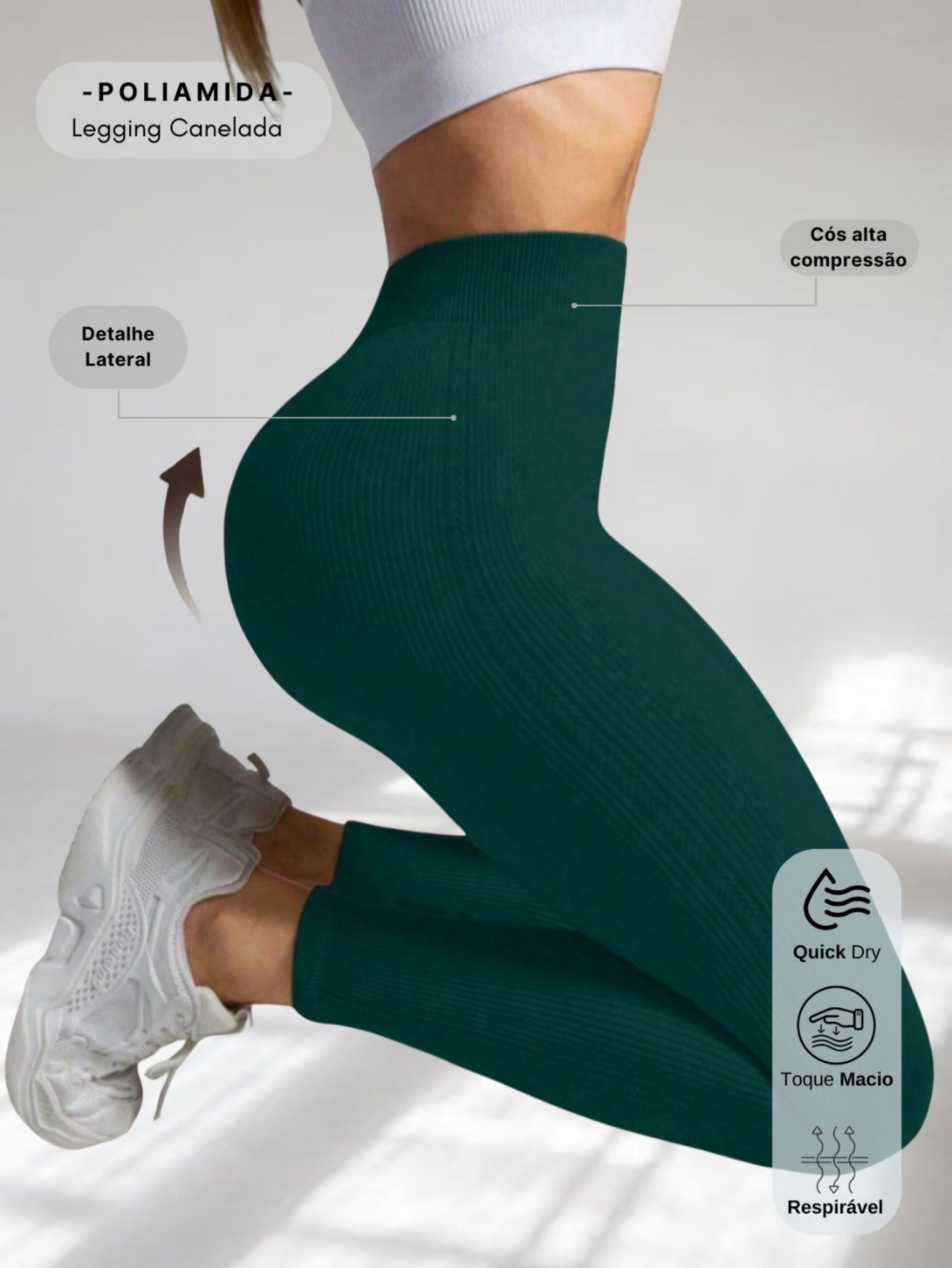 Legging canelada Trança Lateral TZ812